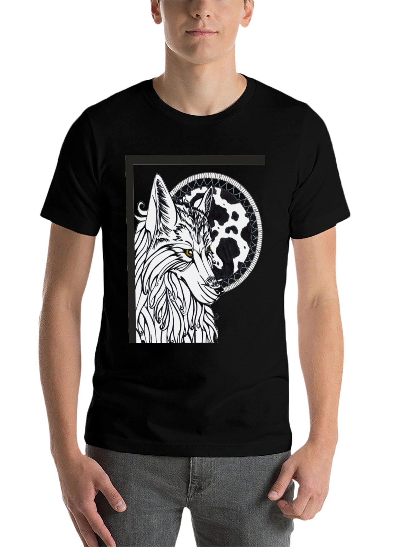 Black Wolf Graphic Tee - Black Cotton Blend view 7