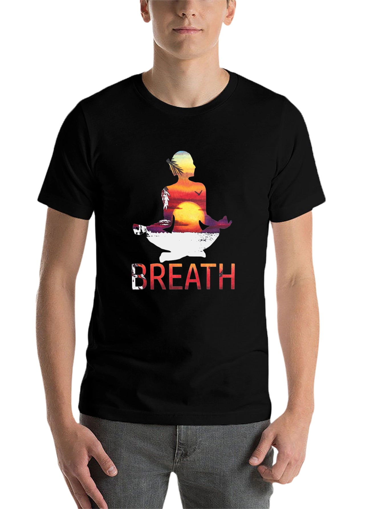 Black Breath Sunset Meditation T-Shirt view 7