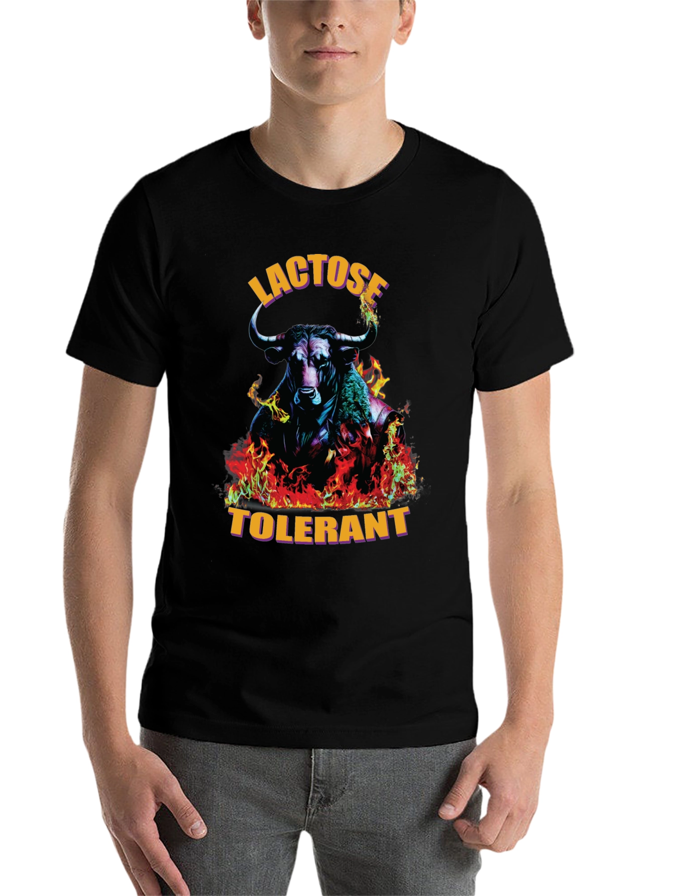 Black Lactose Tolerant Bull Graphic Tee view 7