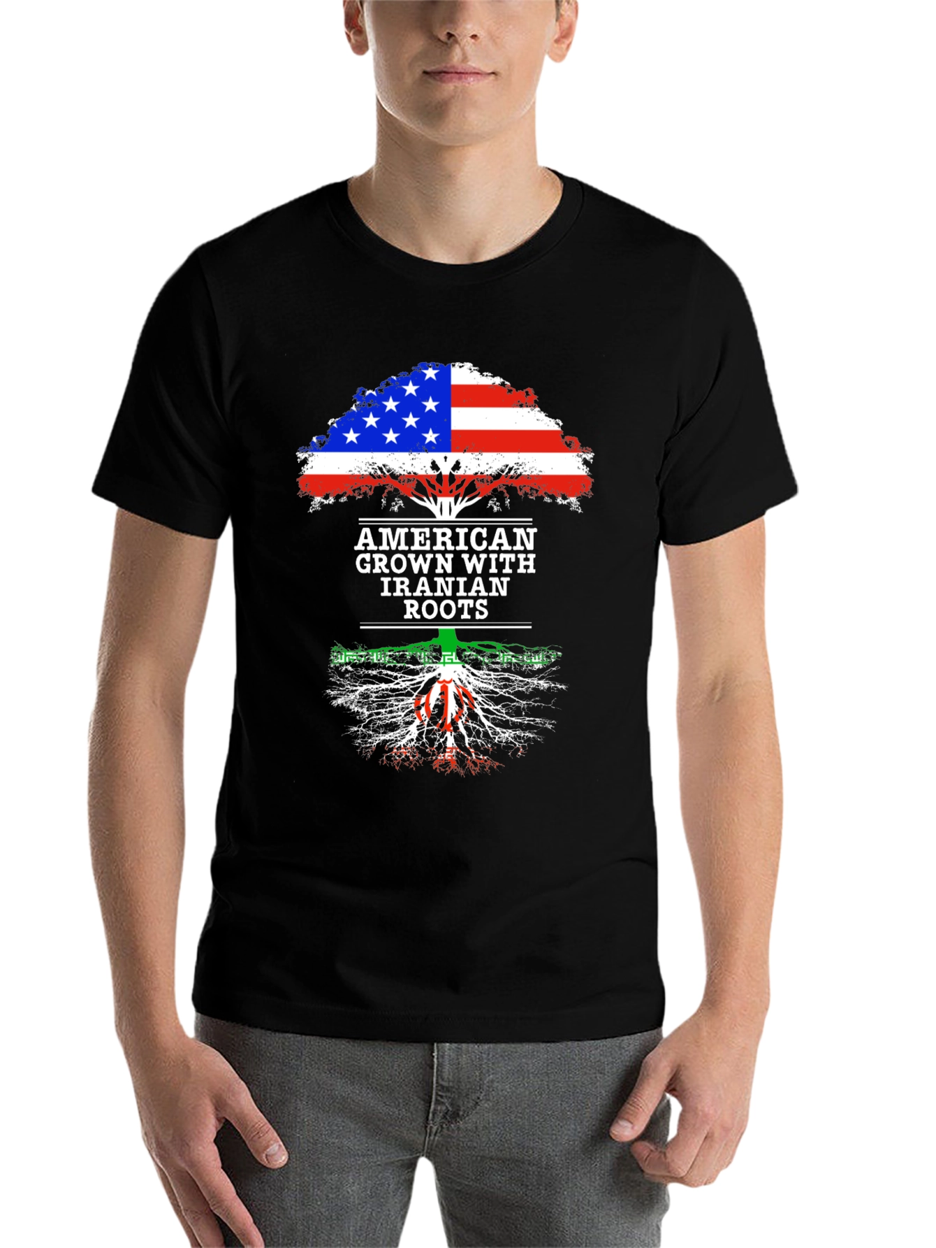 Black American Grown Iranian Roots T-Shirt view 7