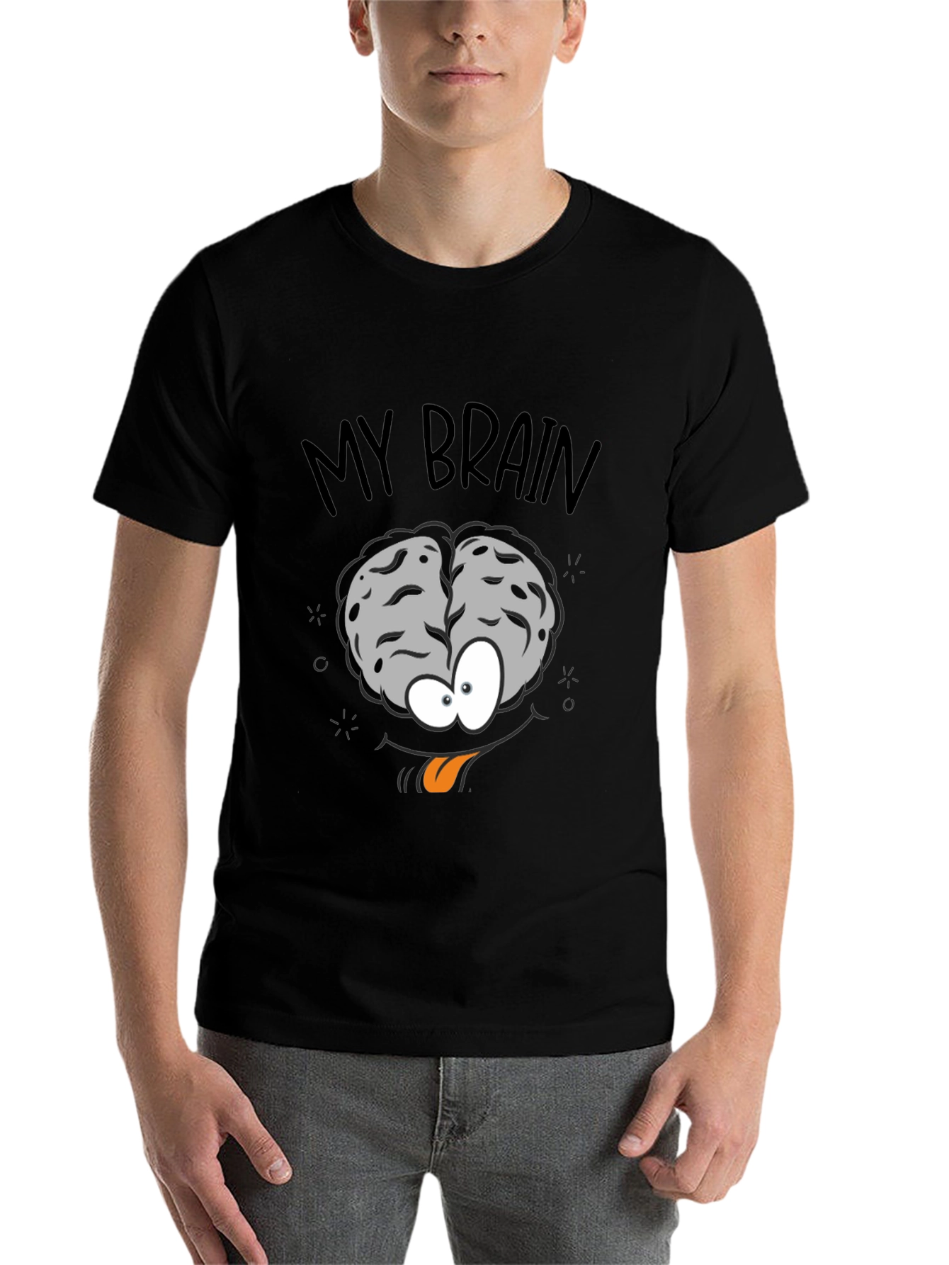 Black My Brain Graphic Print Crew Neck T-Shirt view 7