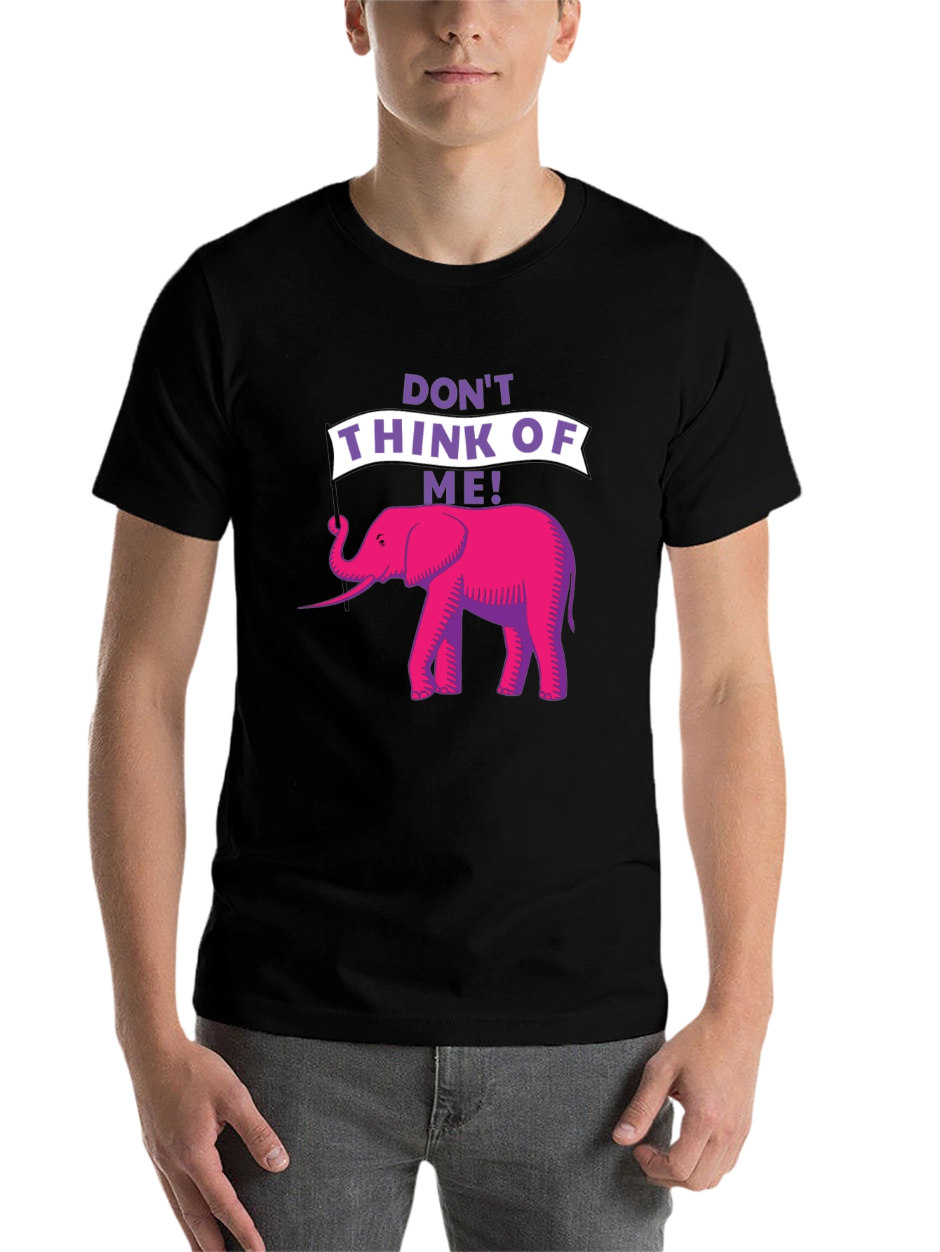 Black Don't Think of Me! Elephant Graphic Tee view 7