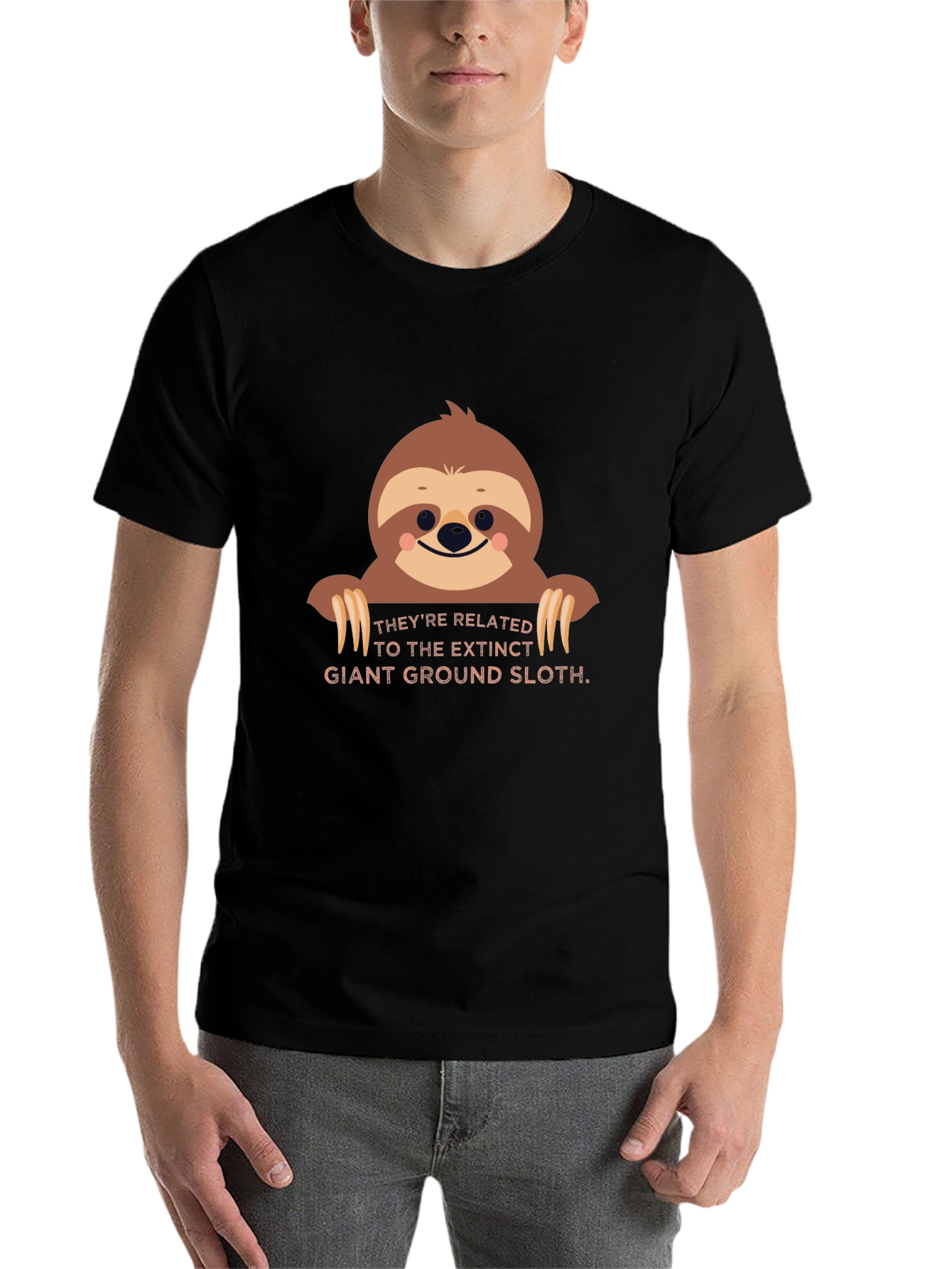 Black Sloth Graphic Tee - Extinct Giant Ground Sloth view 7