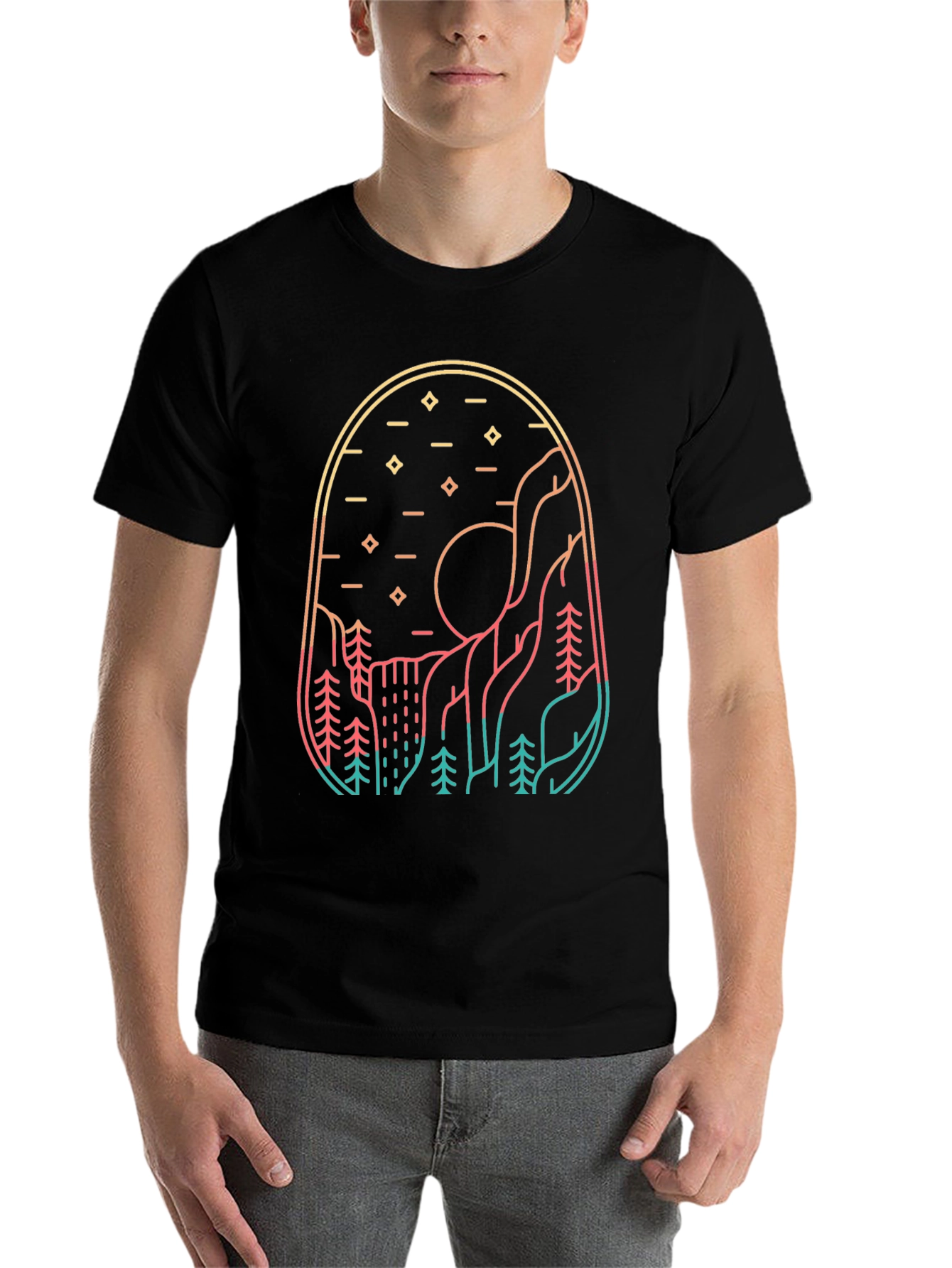 Black Mountainscape Graphic Tee - Nature Inspired Design view 7
