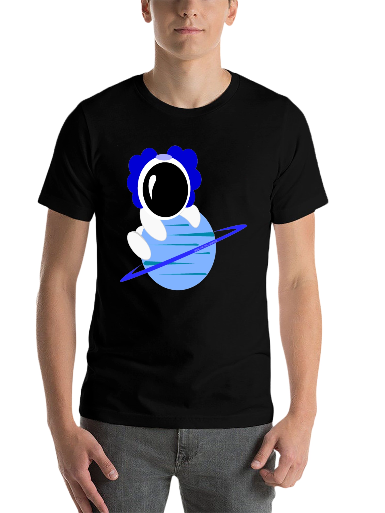 Black Astronaut on Planet Graphic T-Shirt view 7