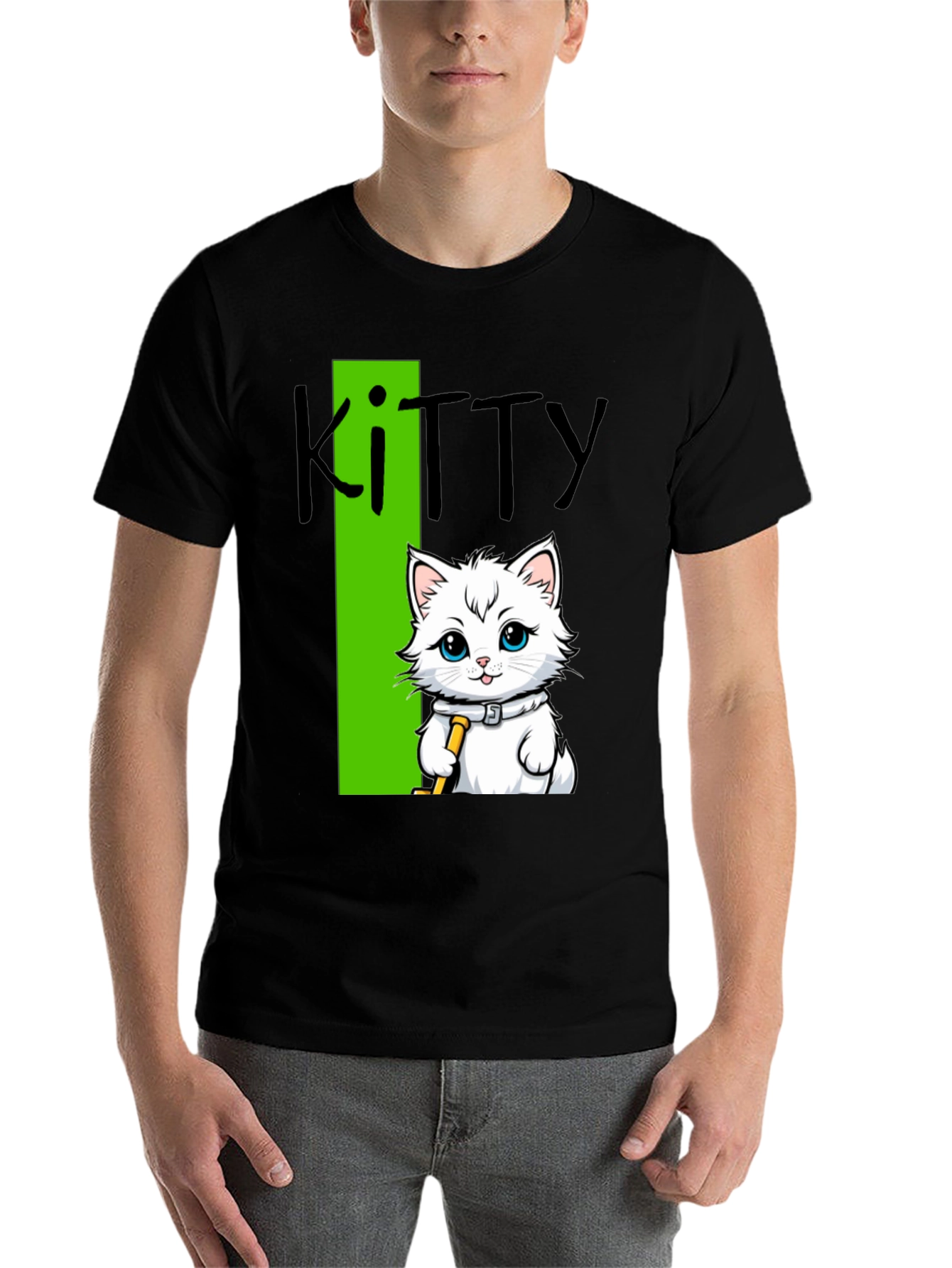 Black Kitty Cat T-Shirt - Fun Novelty Tee view 7