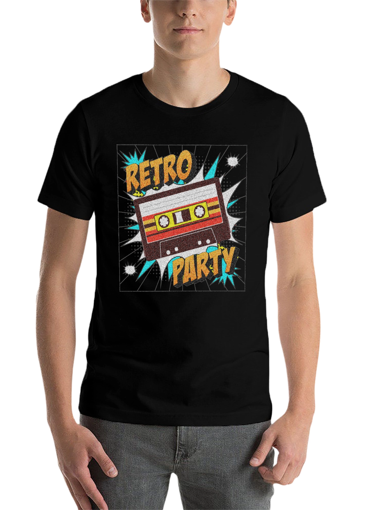 Black Retro Party Cassette Tape Graphic T-Shirt view 7