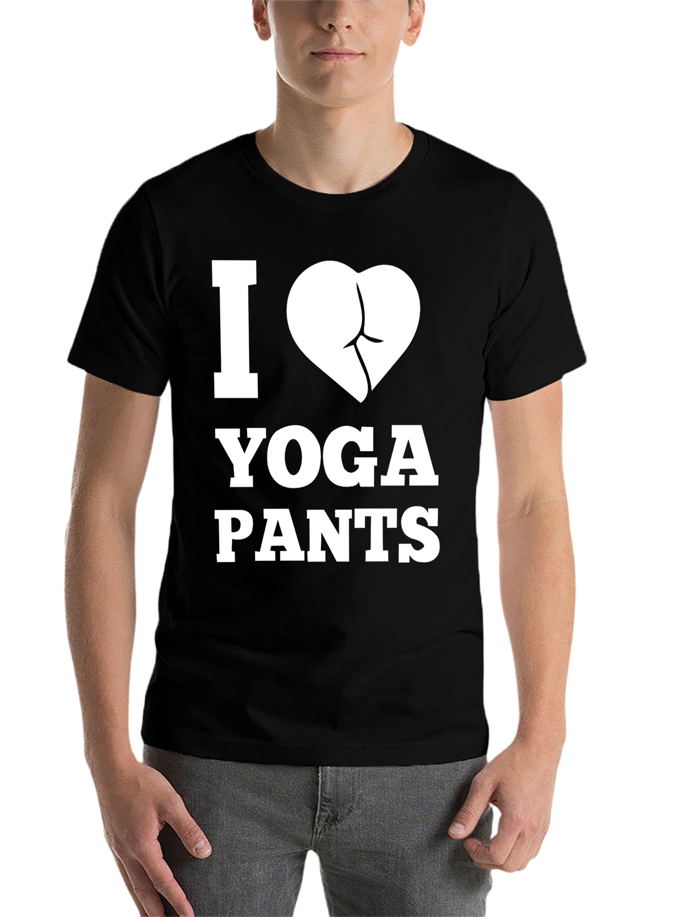 Black I Love Yoga Pants T-Shirt - Funny Graphic Tee view 7