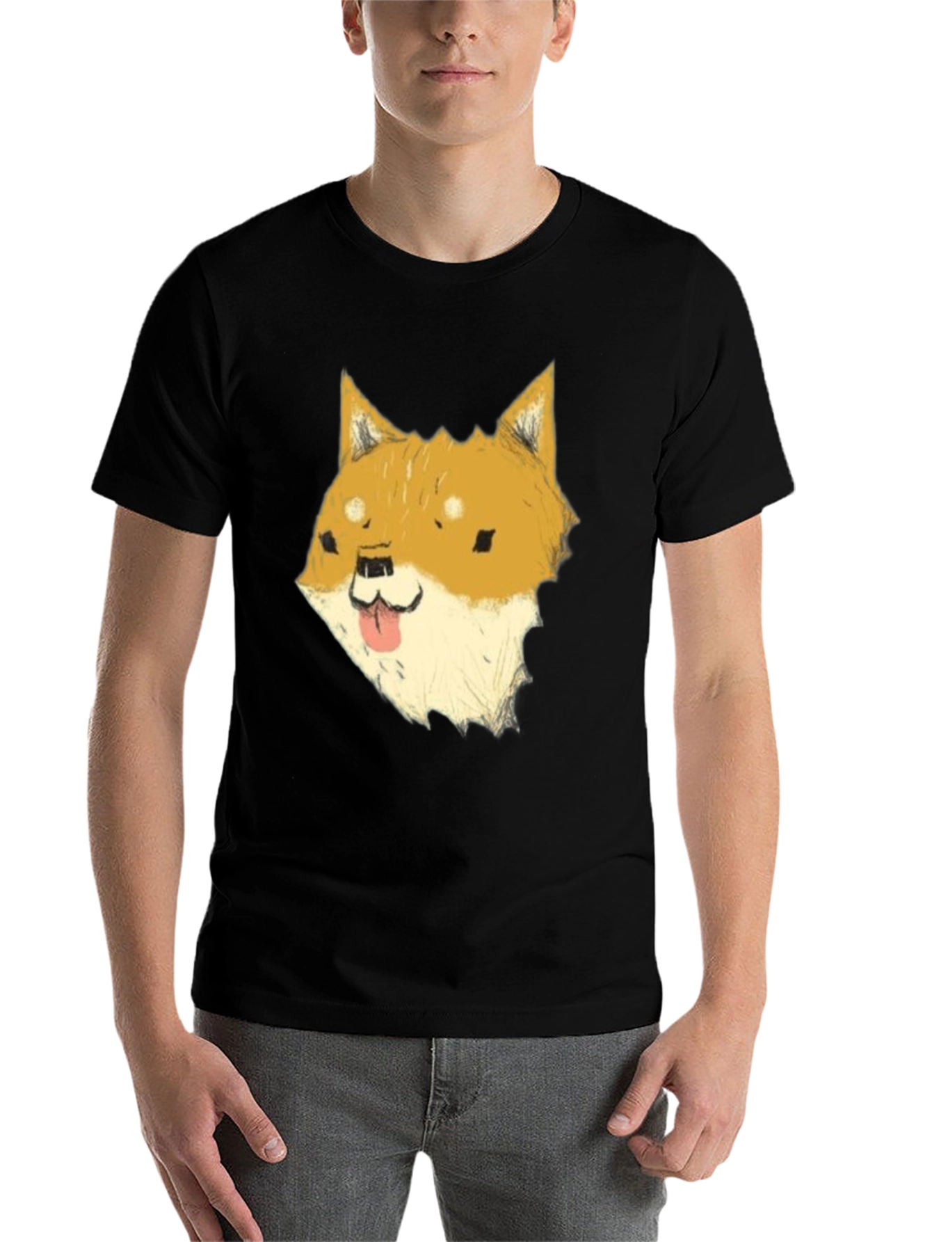 Black Dog Meme Graphic Tee - Black Cotton T-Shirt view 7