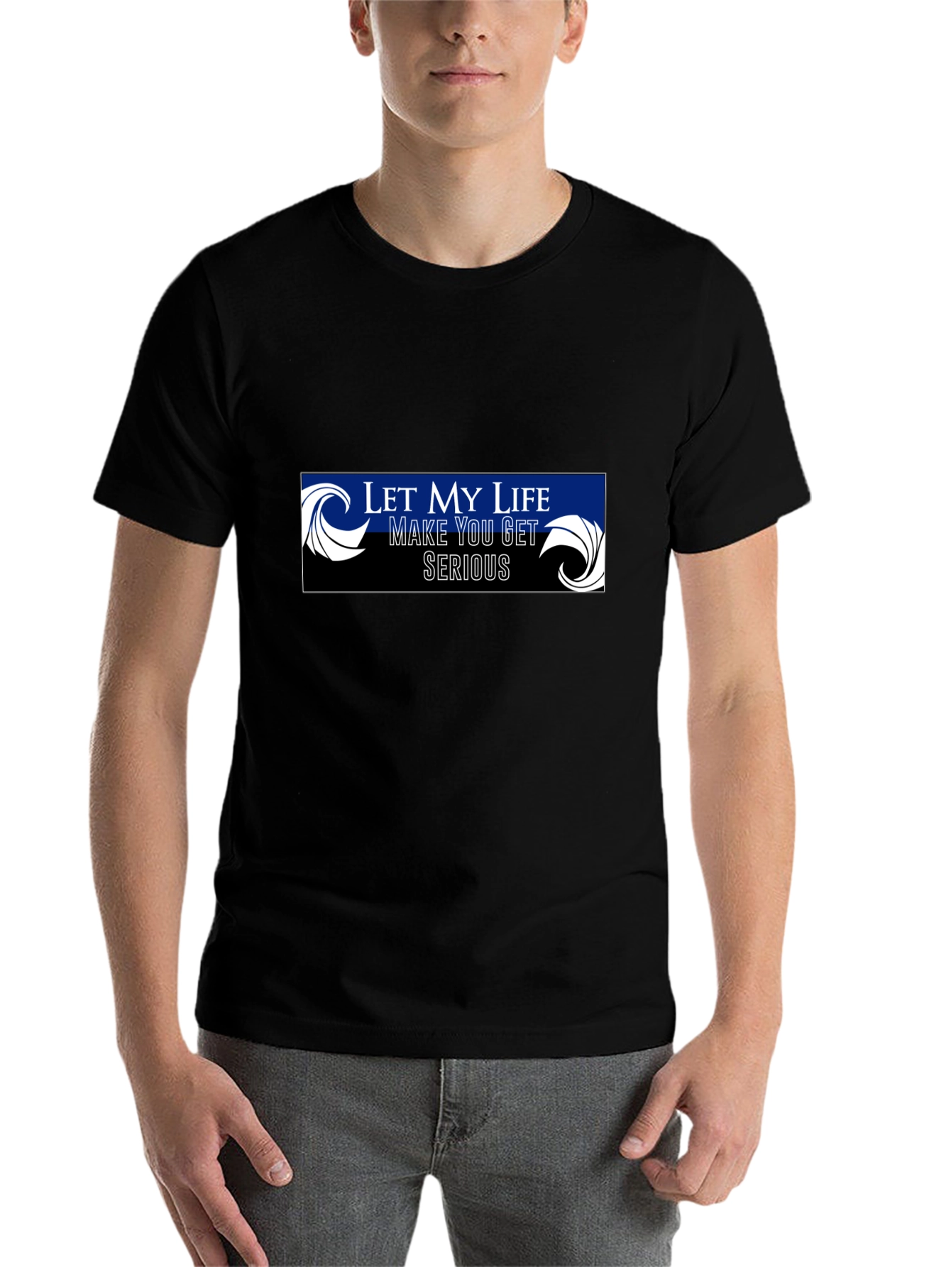 Black Let My Life Make You Get Serious Black Graphic Tee view 7