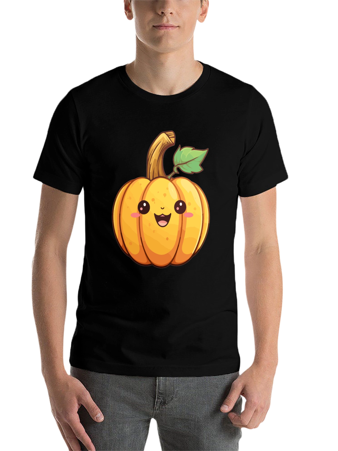 Black Cute Cartoon Pumpkin Graphic T-Shirt view 7