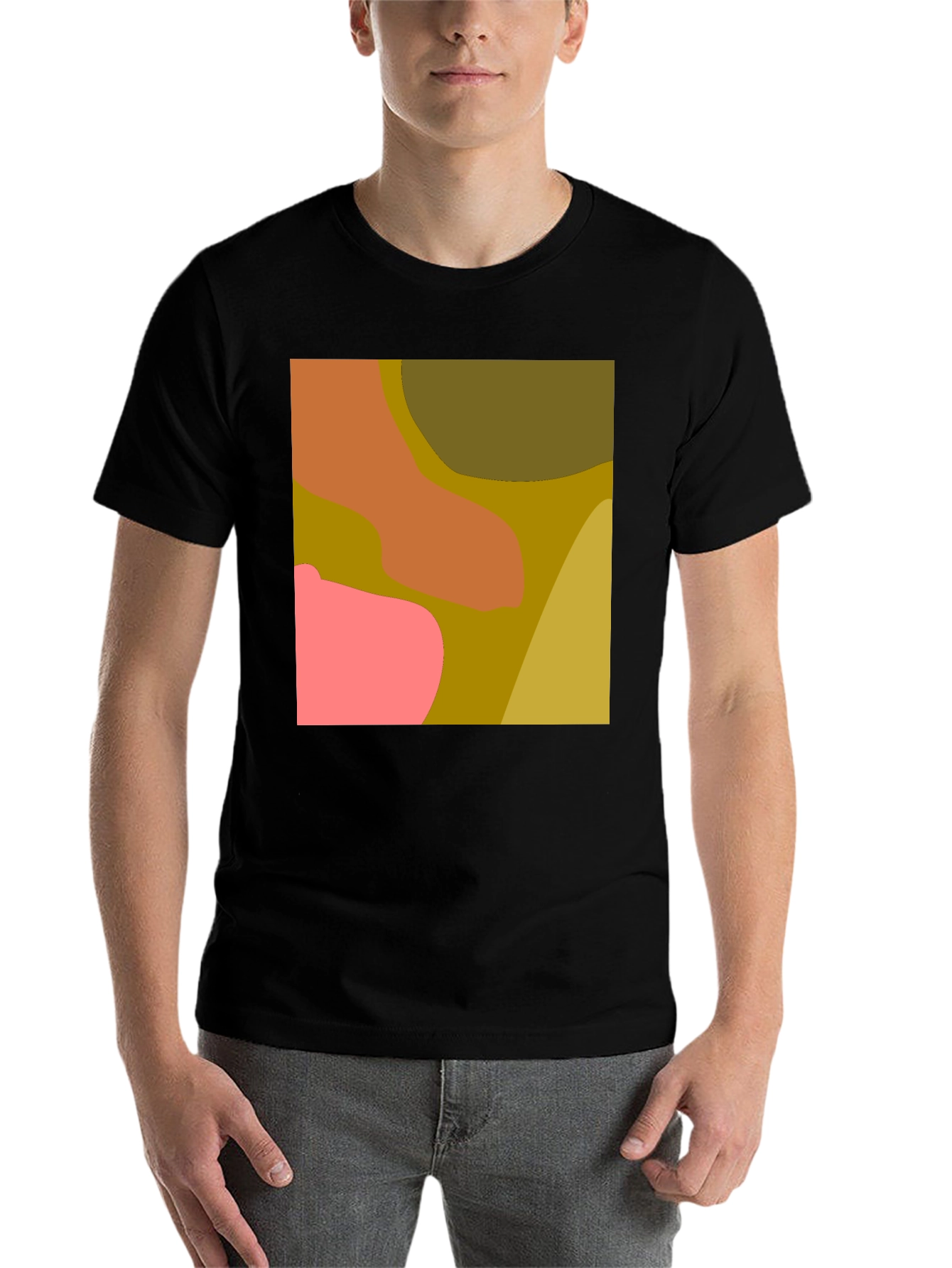 Black Abstract Color Block Graphic Tee view 7
