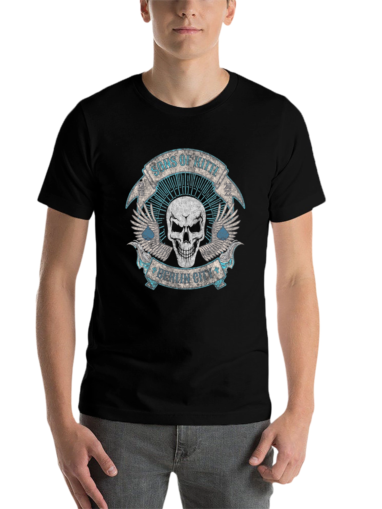 Black Skull Print T-Shirt - Sons of Kitte Berlin City Tee view 7
