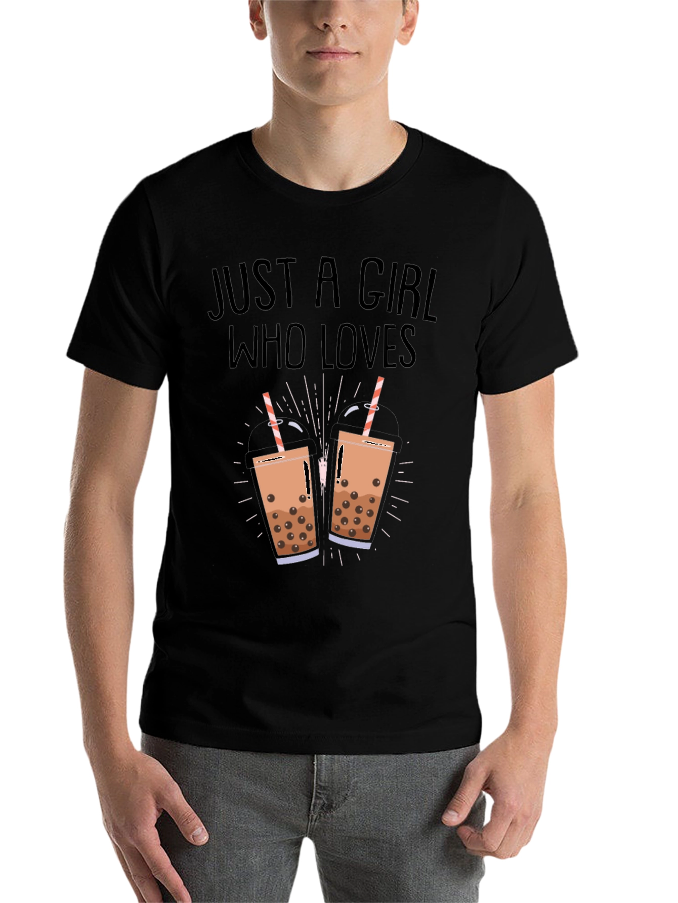 Black Boba Tea Lover Black T-Shirt view 7
