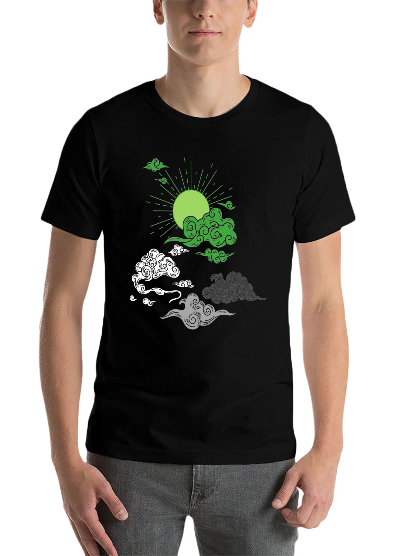 Black Cloud Sun Graphic Tee - Unique Design view 7