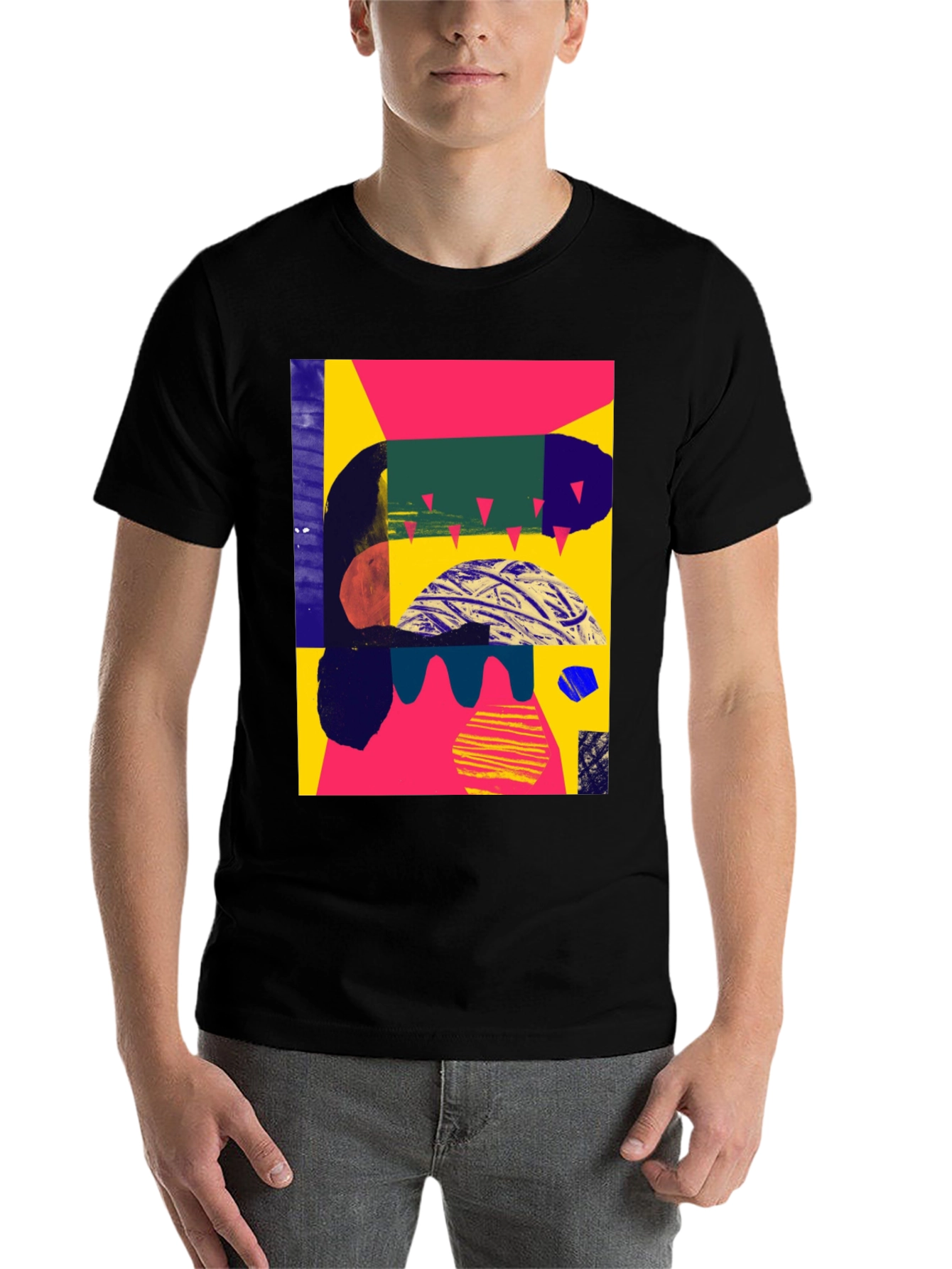 Black Abstract Graphic Black T-Shirt view 7