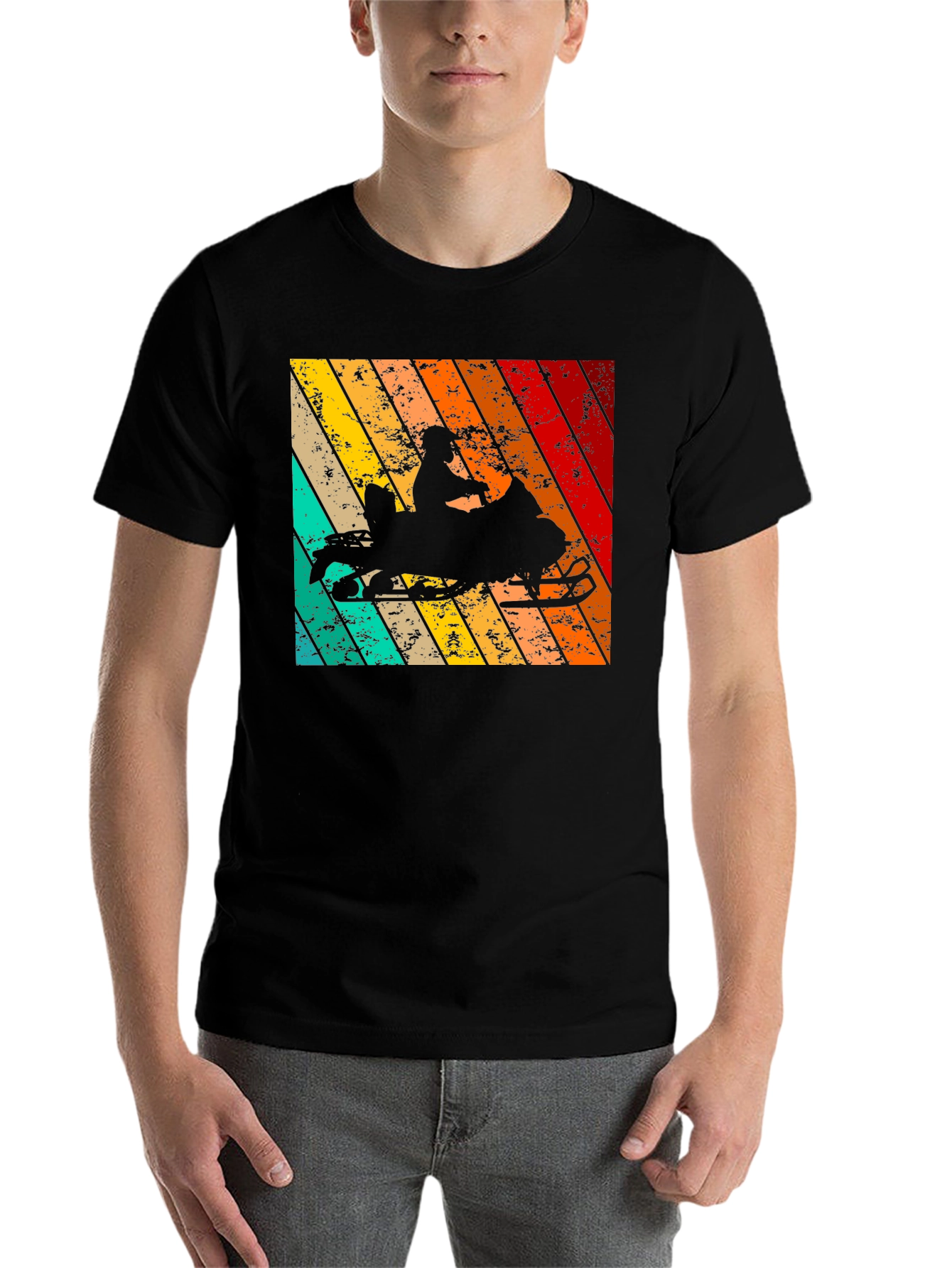 Black Retro Snowmobile T-Shirt | Vintage Style view 7