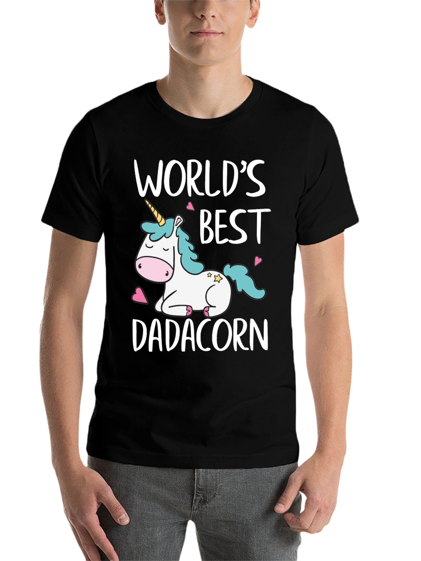 Black World's Best Dadacorn Black T-Shirt view 7