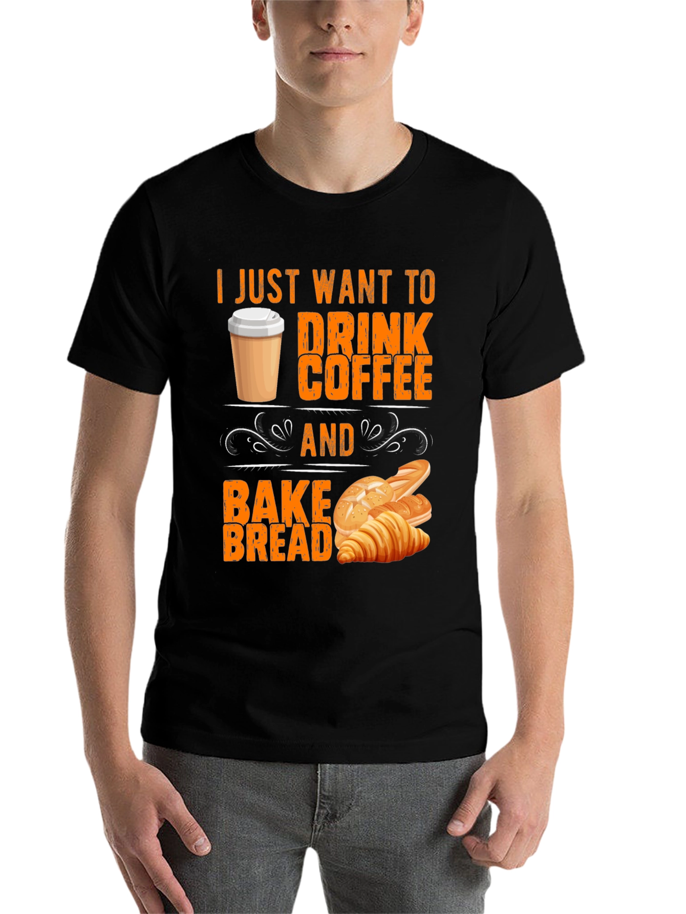 Black Coffee and Bake Bread T-Shirt view 7
