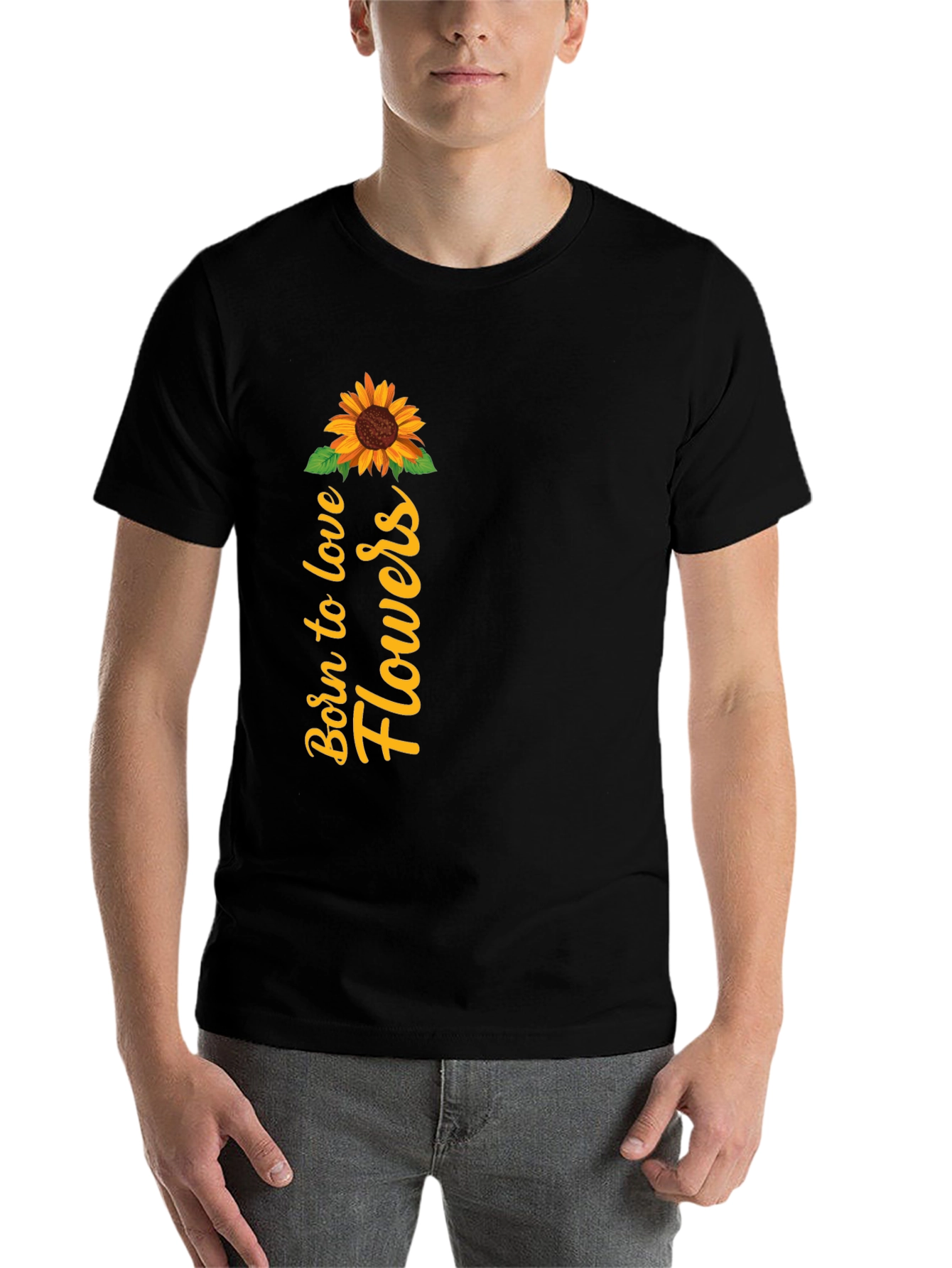 Black Born to Love Flowers Graphic Tee view 7