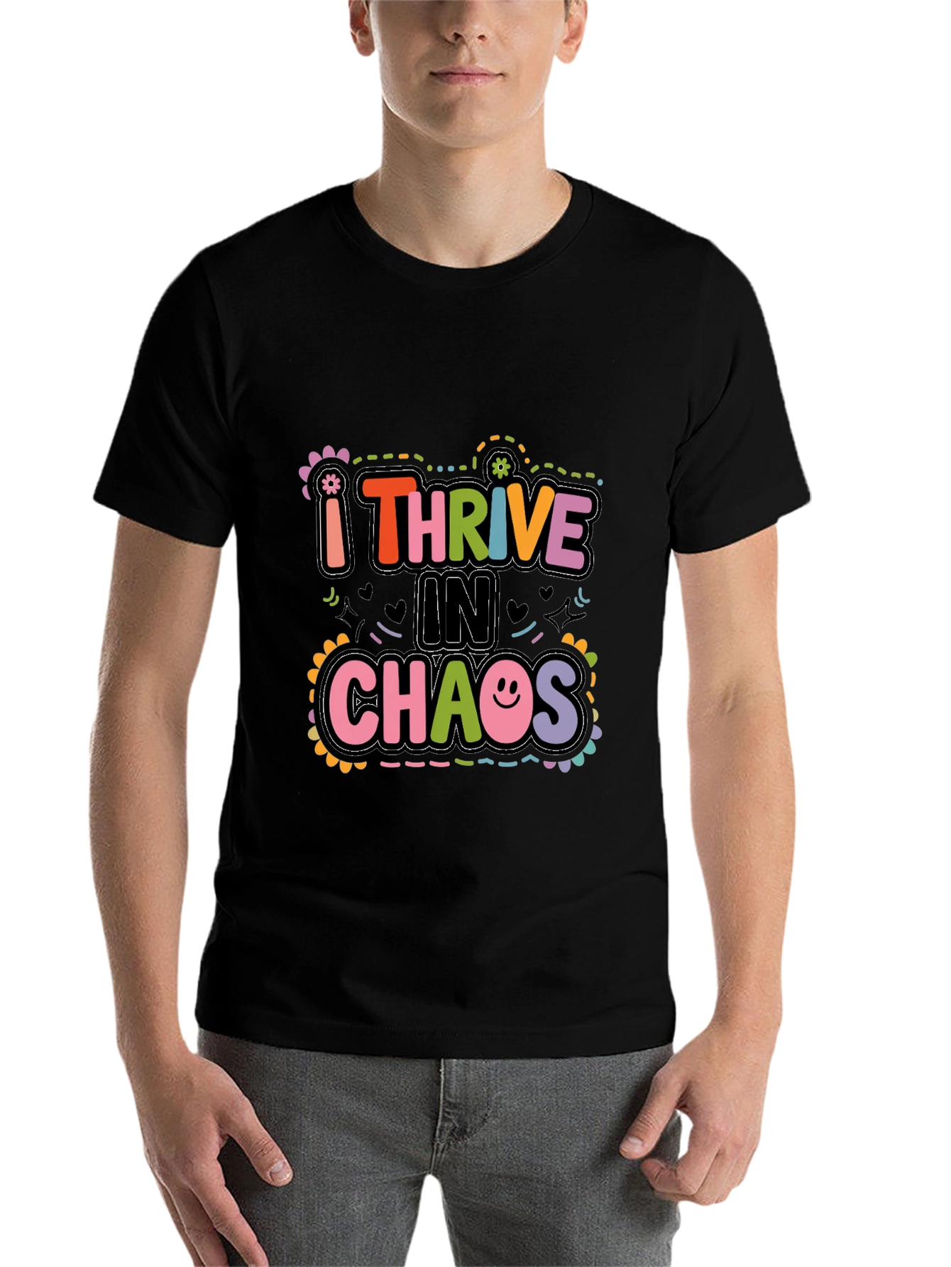 Black I Thrive in Chaos Graphic Tee view 7