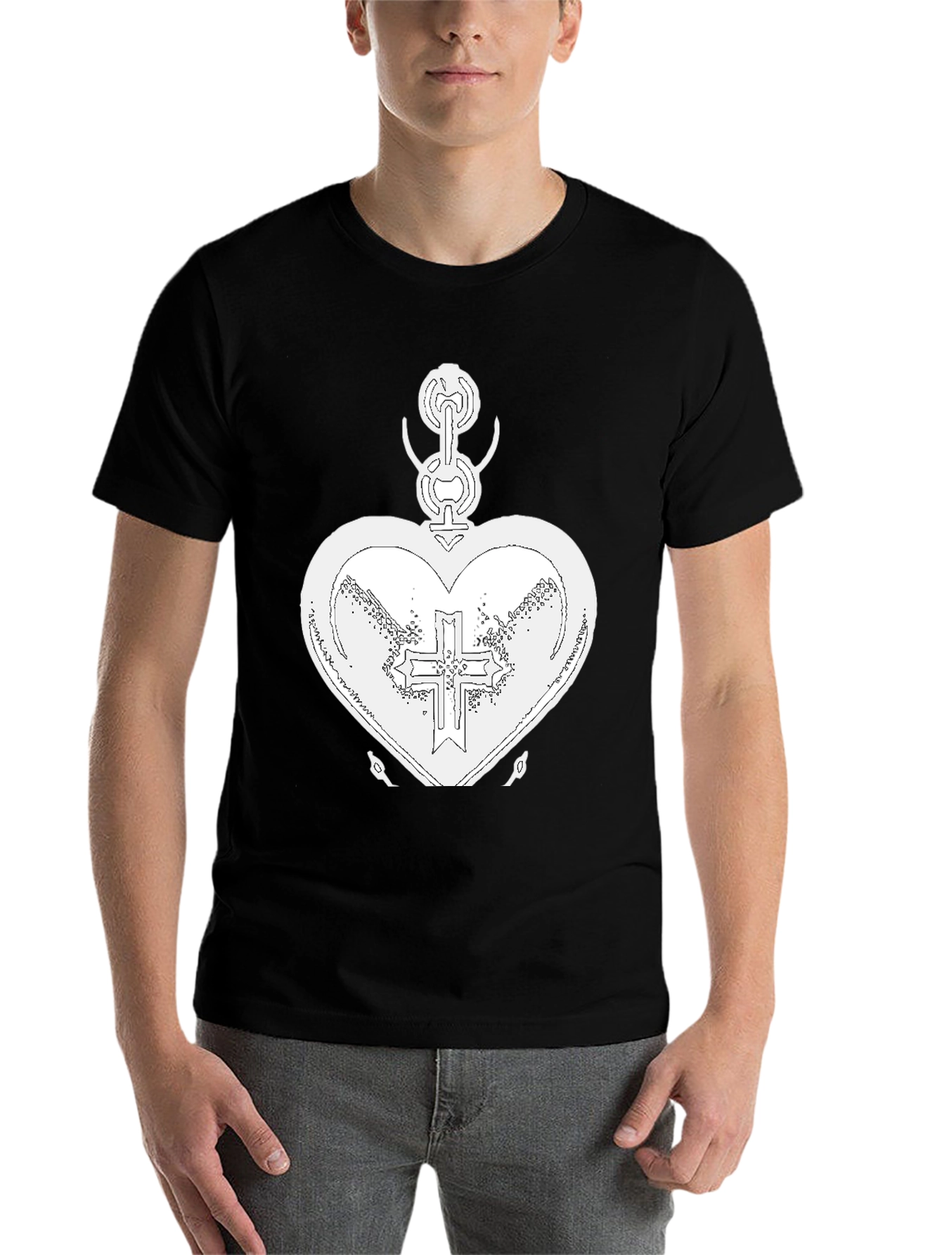 Heart and Cross Black T-Shirt - 7