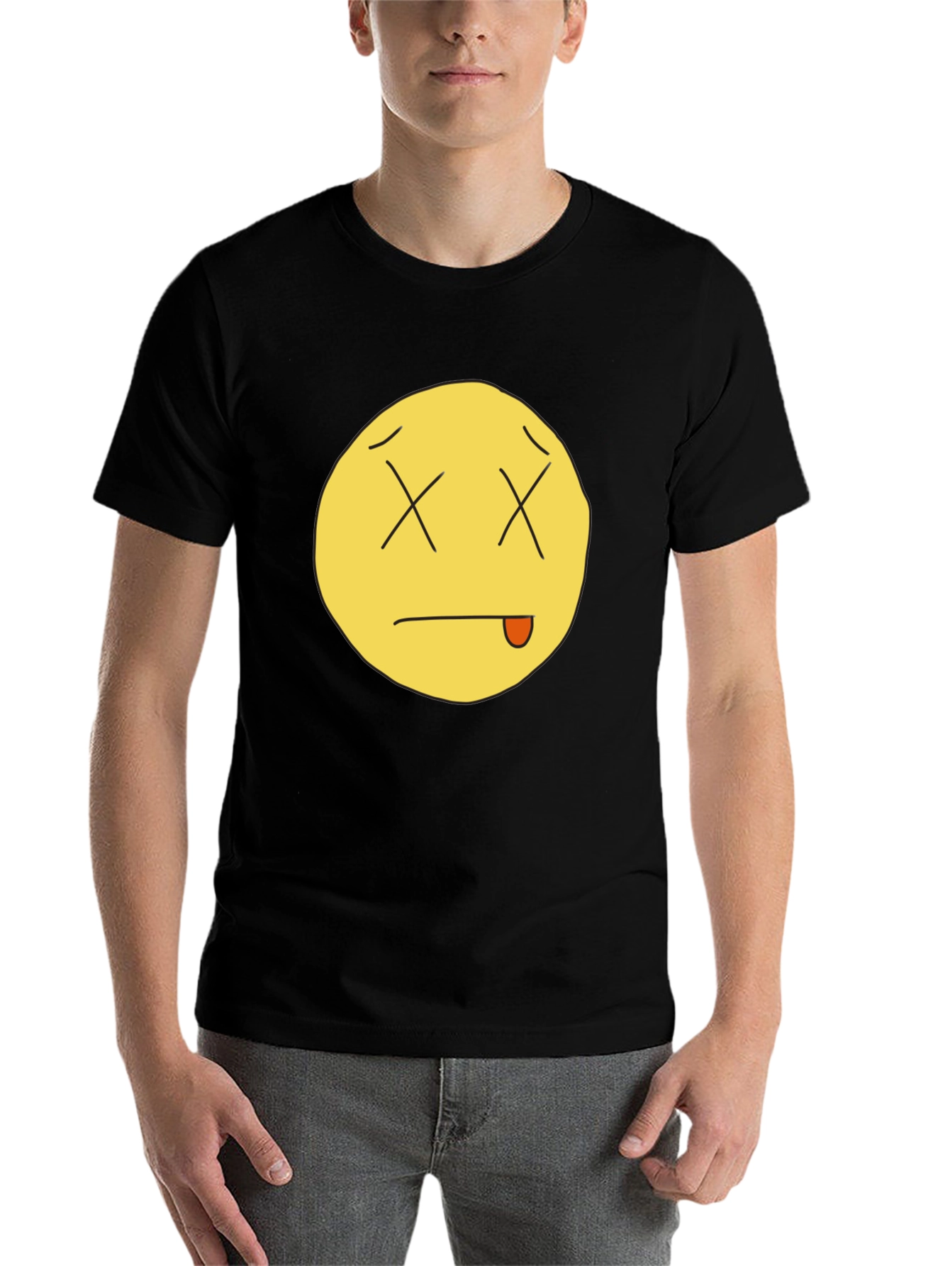 Black Funny Dead Emoji Black T-Shirt view 7
