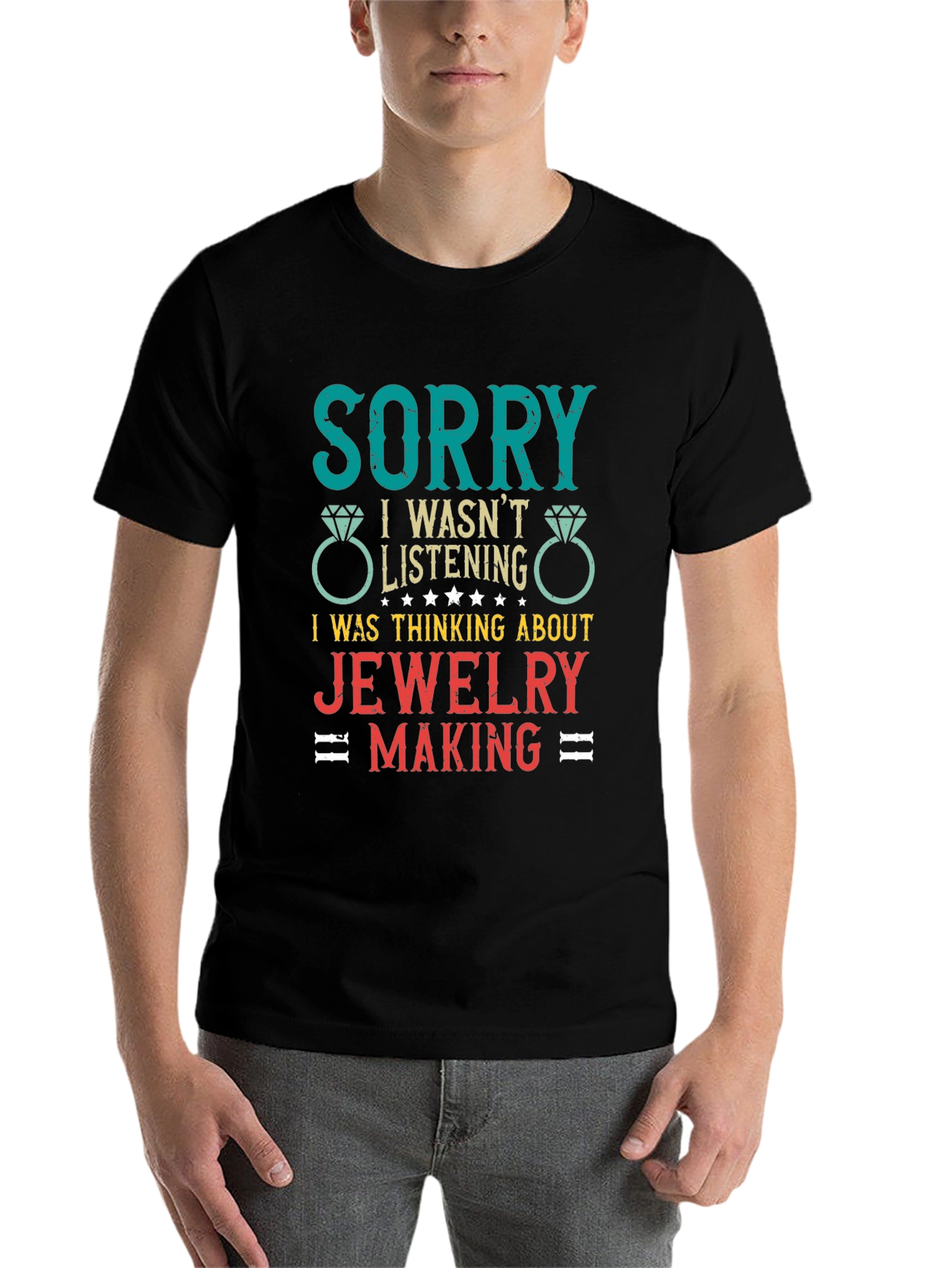 Black Jewelry Making T-Shirt - Sorry Wasn't Listening view 7