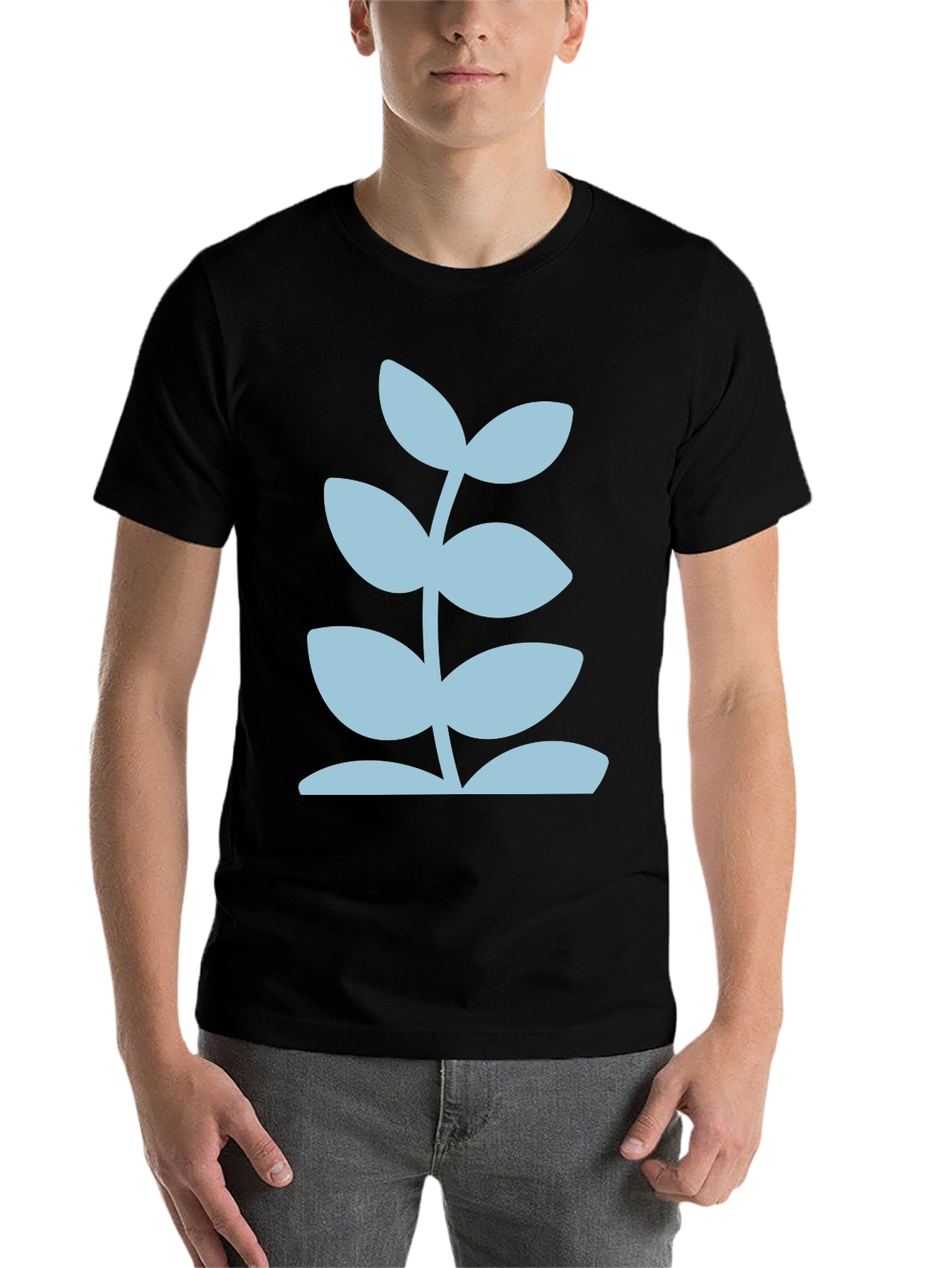 Black Modern Plant Graphic Tee - Black view 7