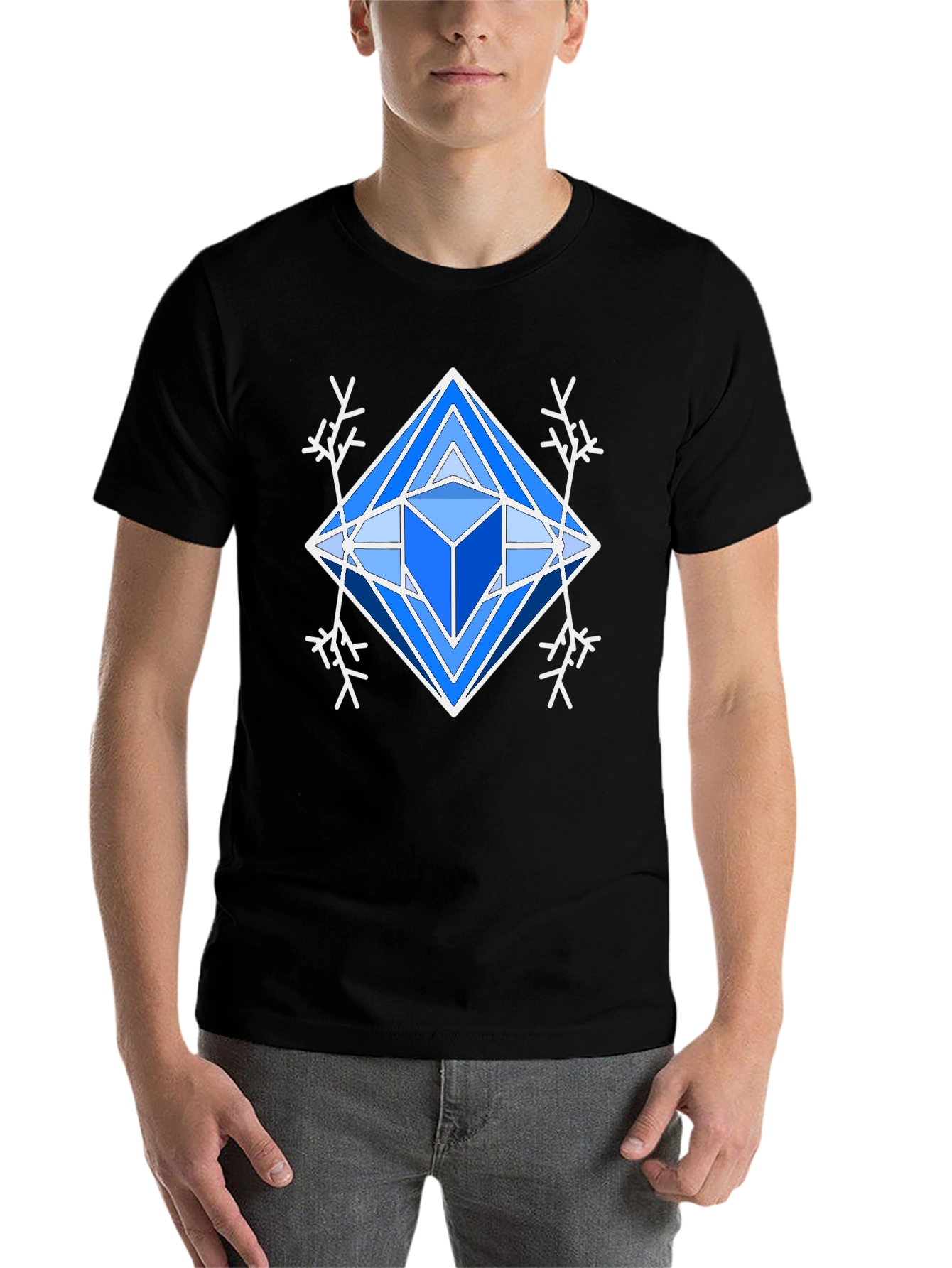 Black Geometric Snowflake Graphic Tee - Modern Winter Style view 7