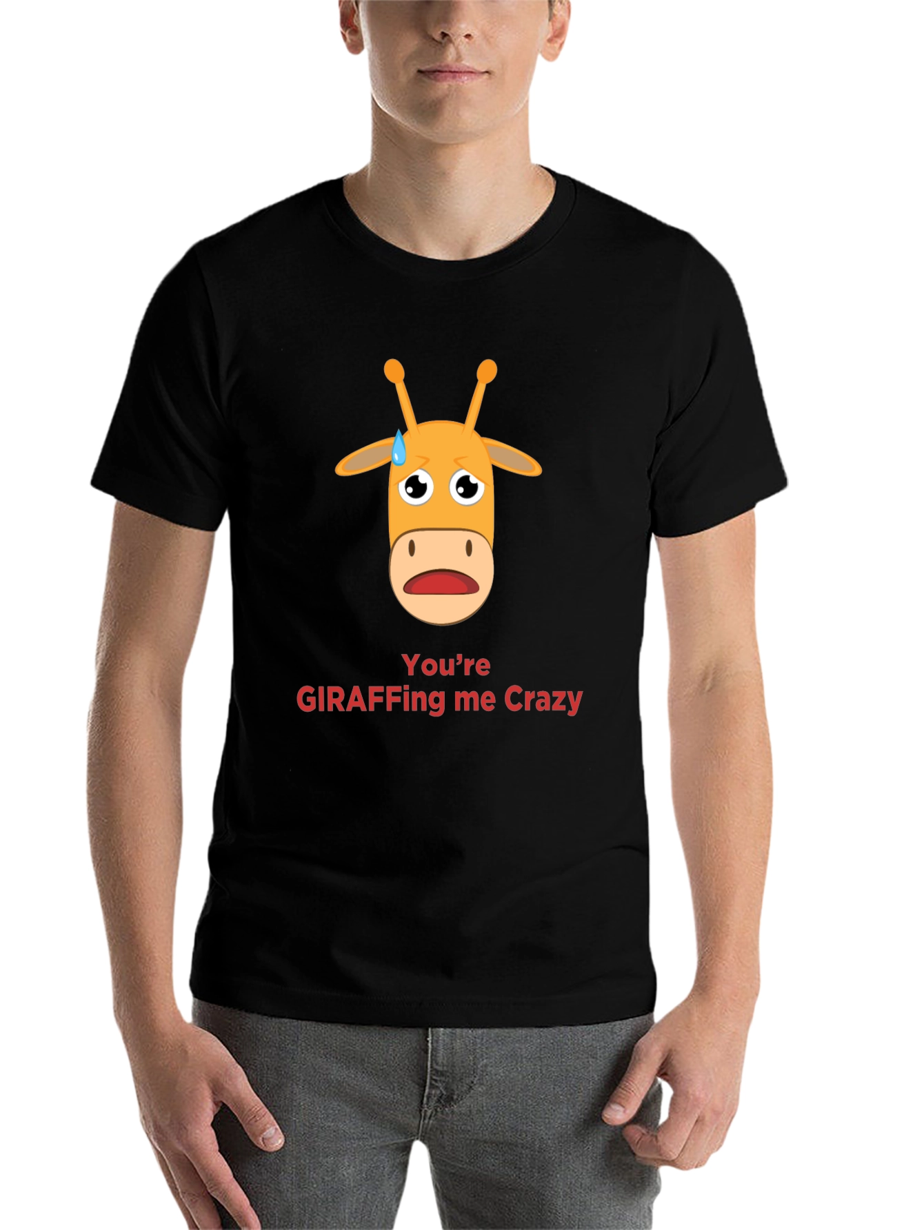 Black Giraffe Crazy Graphic Tee - Funny Animal Pun T-Shirt view 7