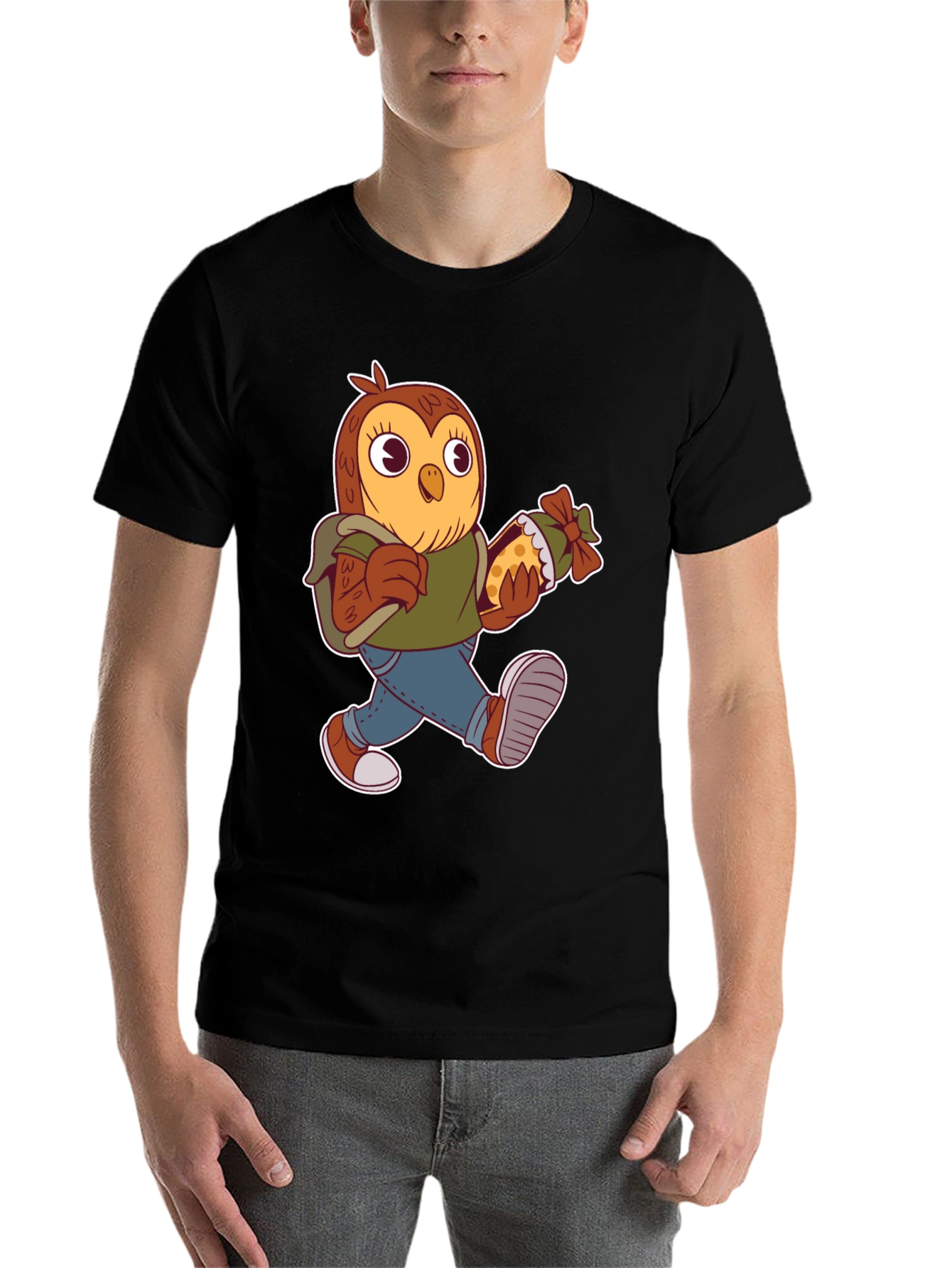 Black Cartoon Owl T-Shirt view 7