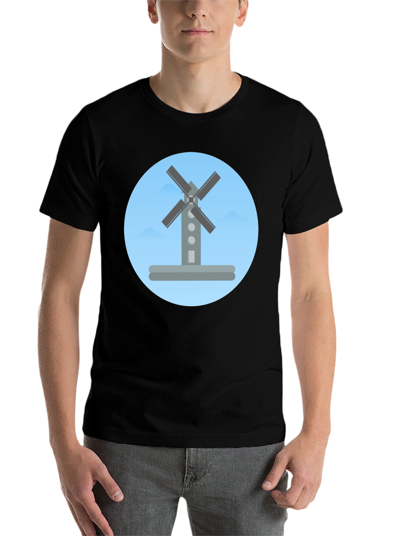 Black Windmill Graphic Tee -  Modern, Stylish, Casual view 7