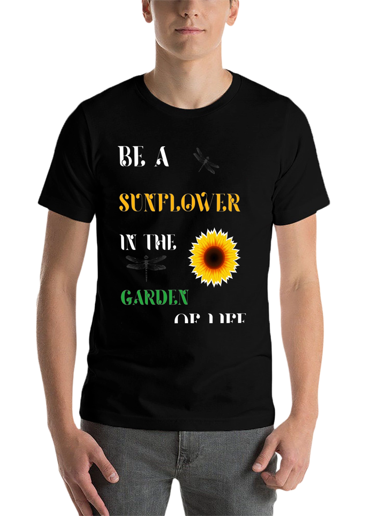 Black Be a Sunflower T-Shirt - Inspirational Graphic Tee view 7