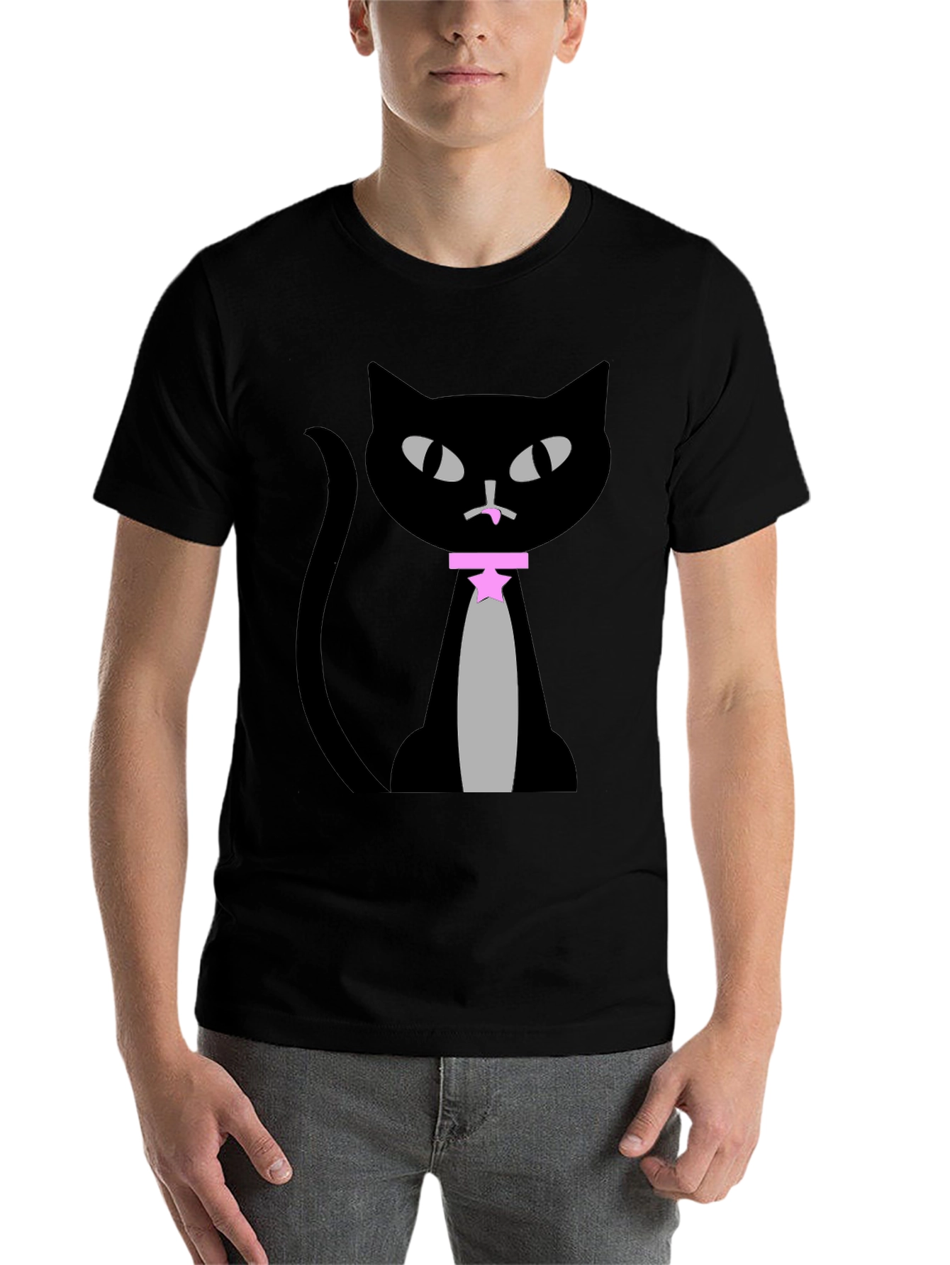 Black Cool Cat Graphic Tee view 7