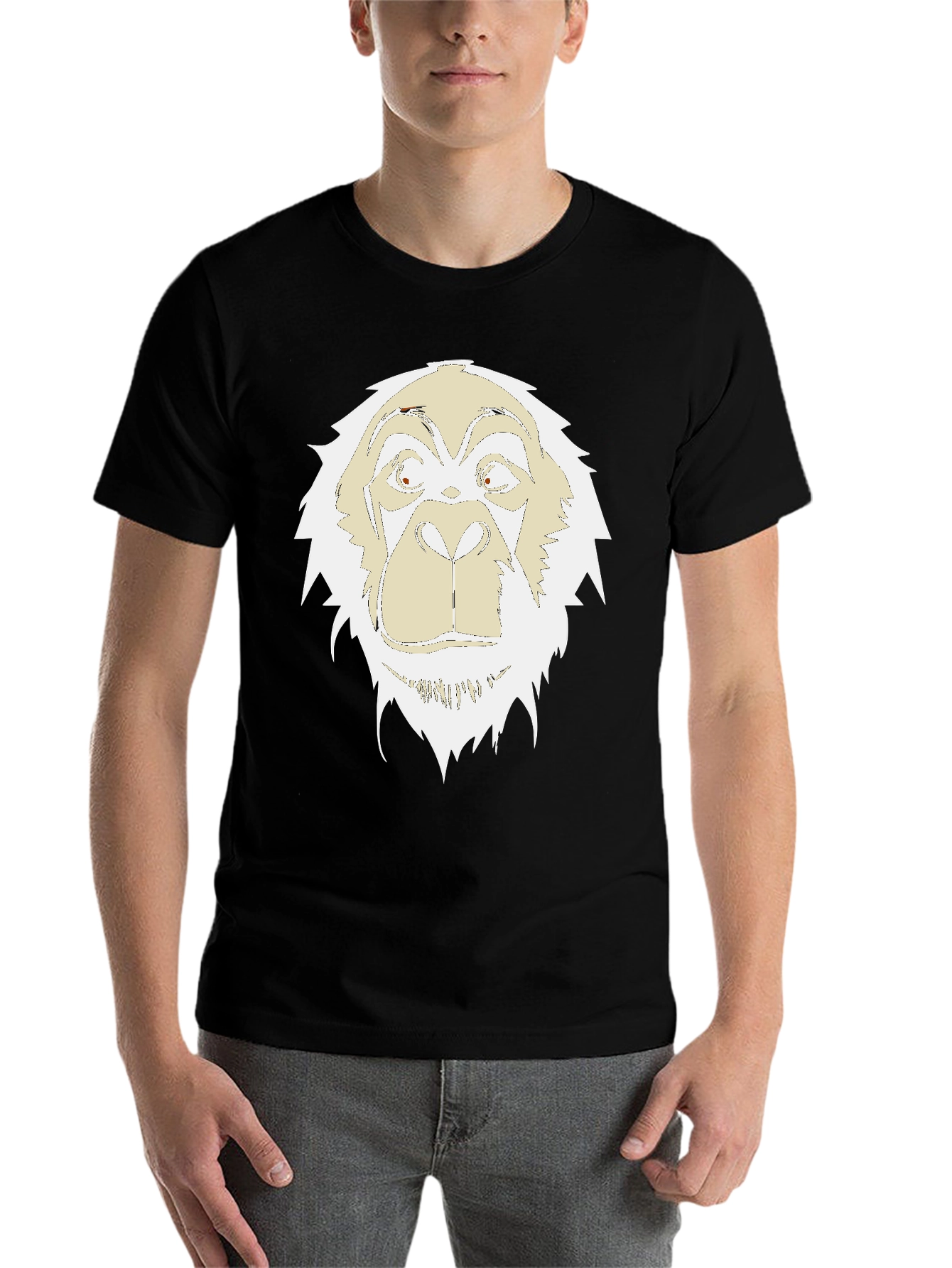 Black Unique Gorilla Graphic Print Black T-Shirt view 7