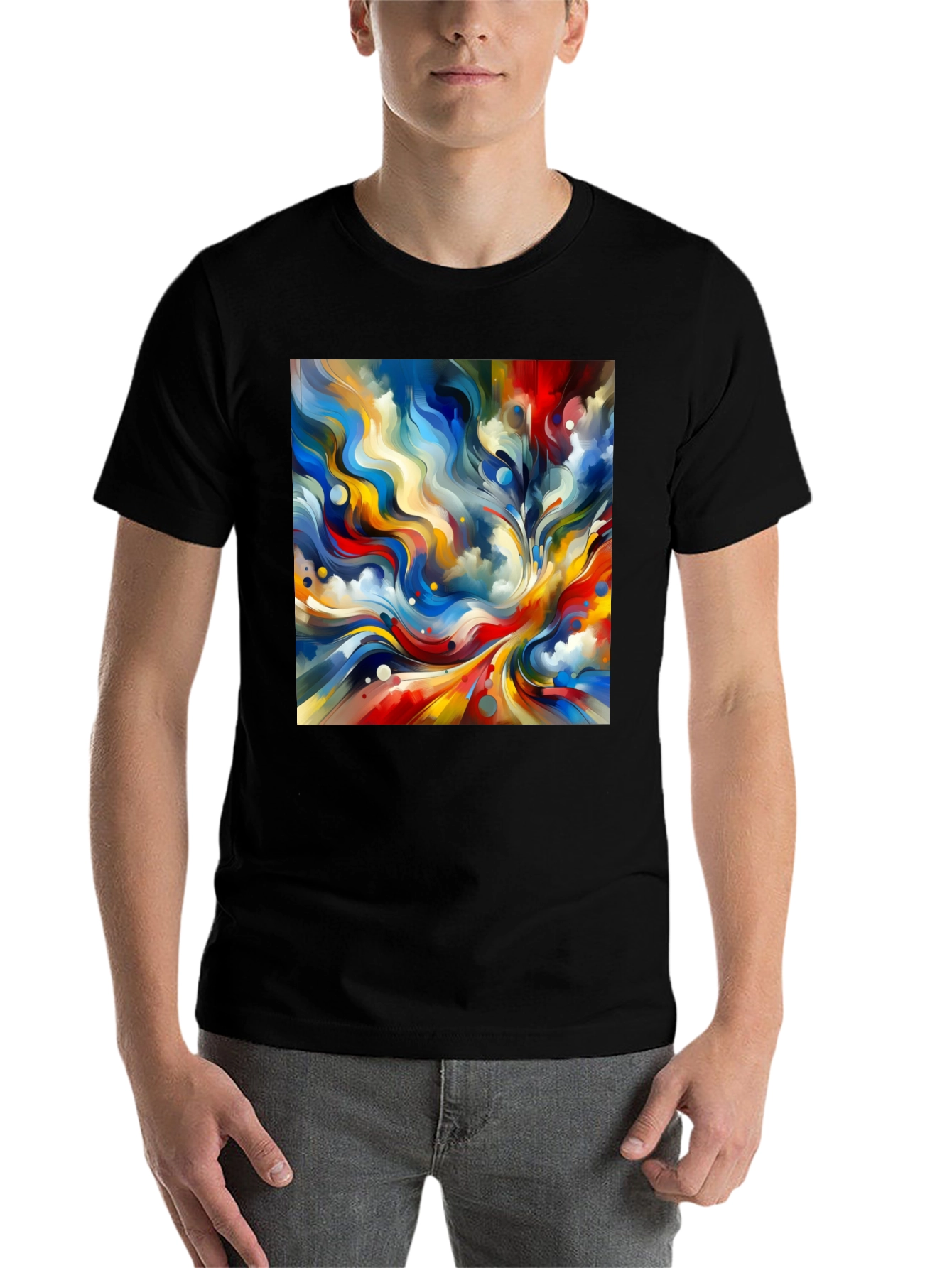 Black Abstract Art Printed Black T-Shirt view 7