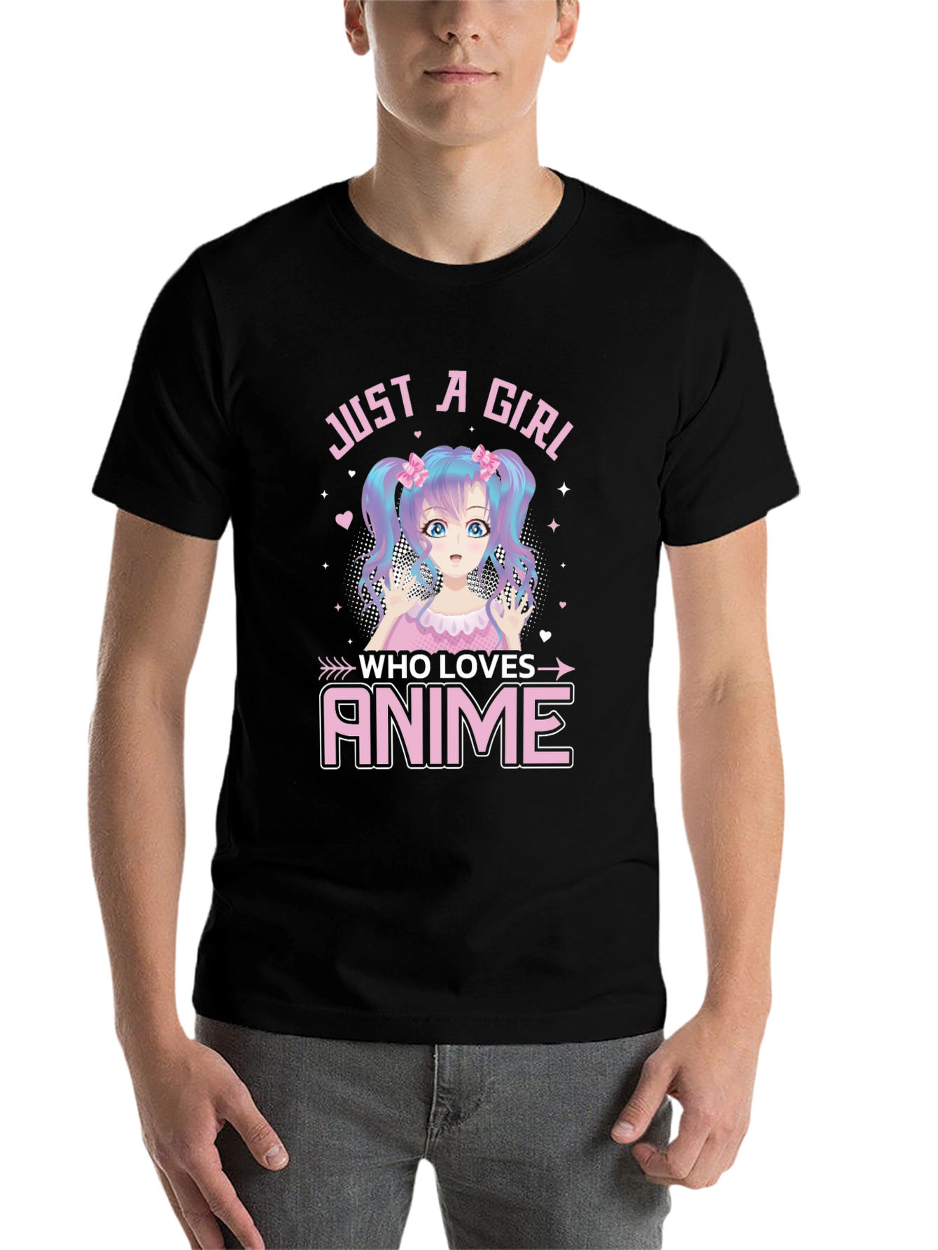 Black Just A Girl Who Loves Anime Graphic Tee view 7