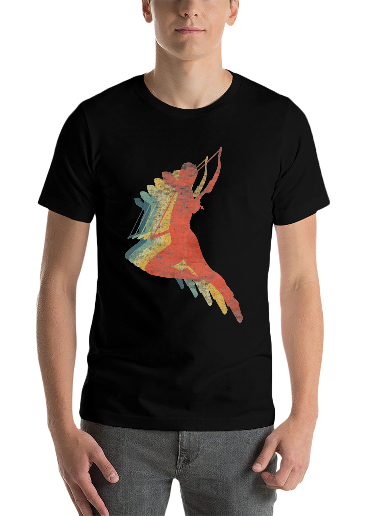 Black Retro Archer T-Shirt - Vintage Style Archery Tee view 7