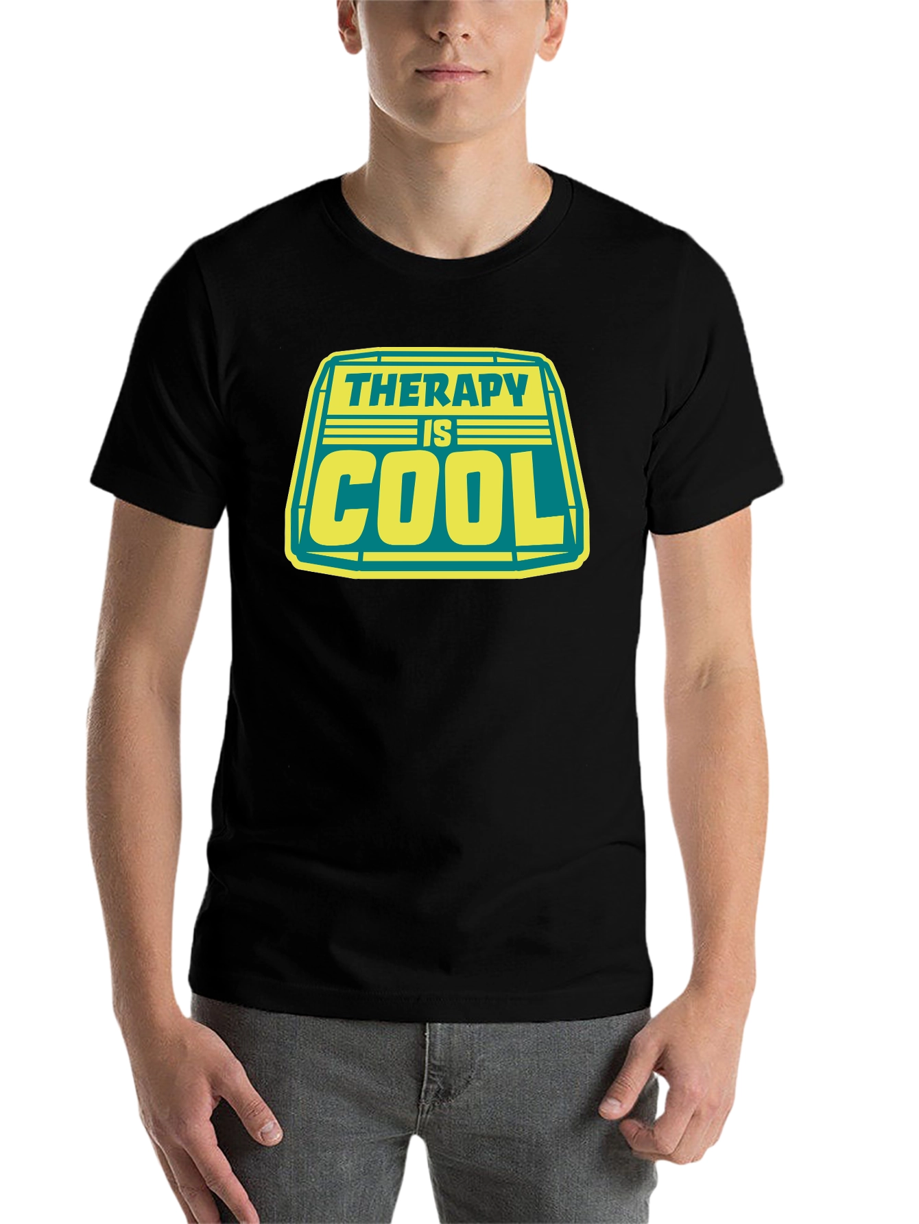 Black Therapy is Cool Graphic Tee - Black view 7
