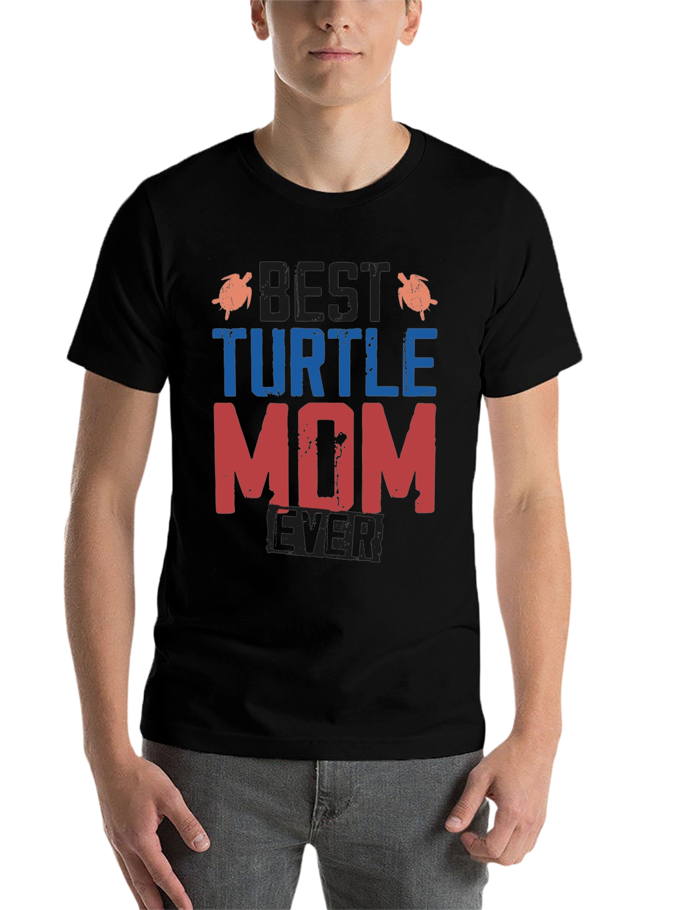 Black Best Turtle Mom Ever T-Shirt view 7