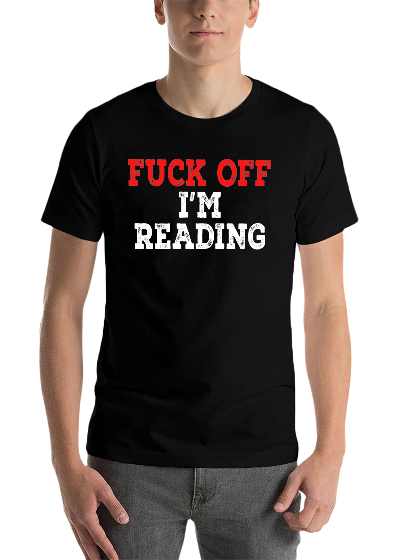 Black Funny Graphic Tee: Fuck Off, I'm Reading view 7