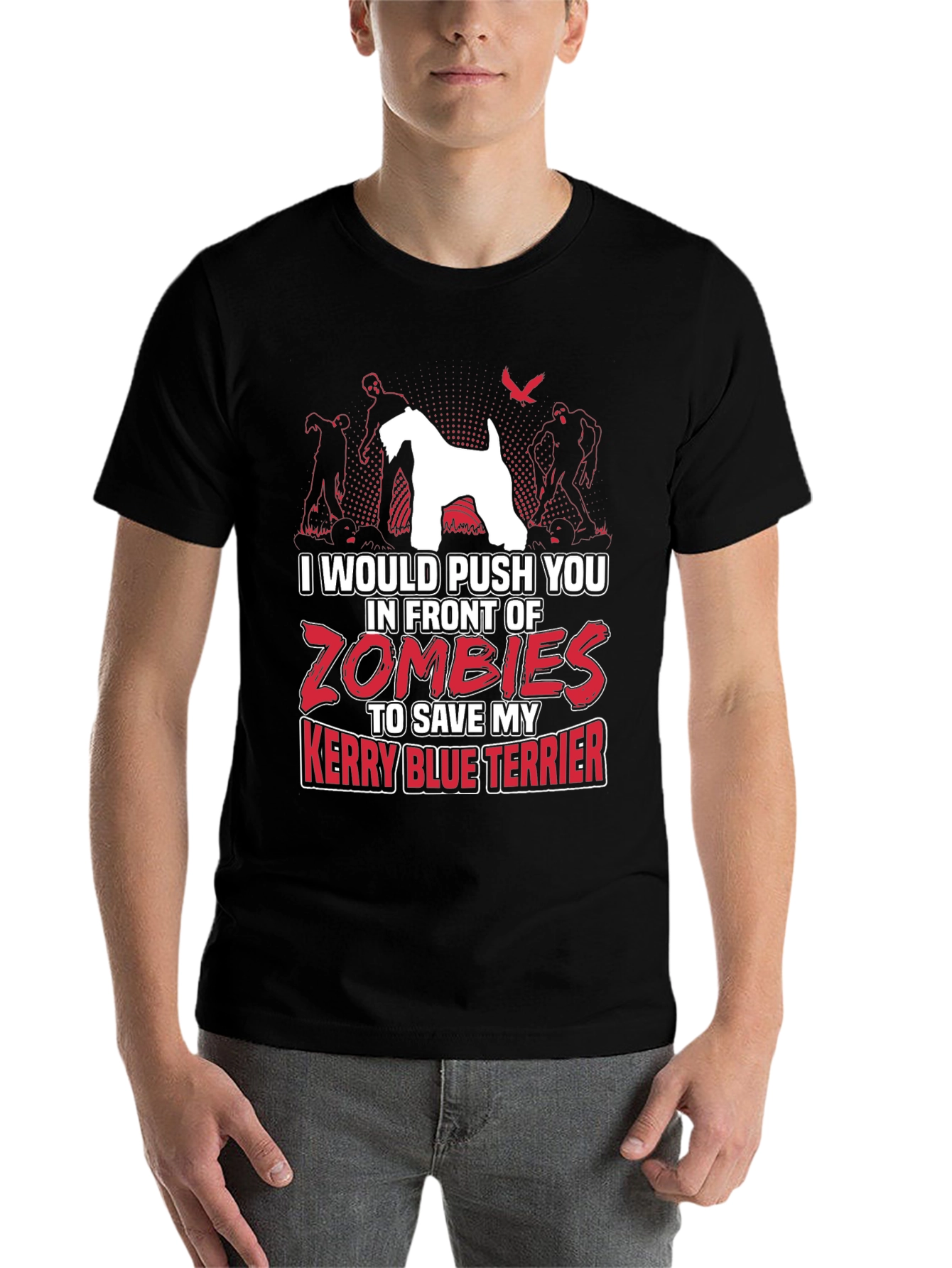Black Zombie Kerry Blue Terrier T-Shirt view 7