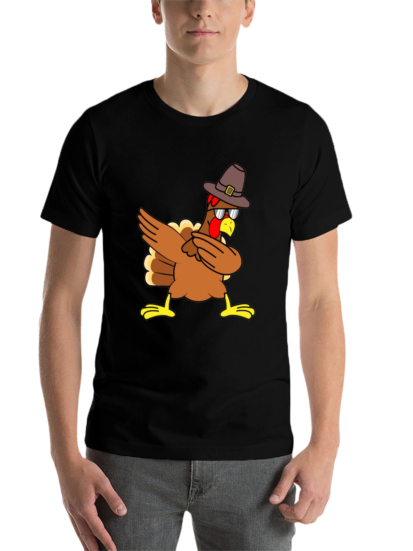 Black Dabbing Turkey Pilgrim T-Shirt view 7
