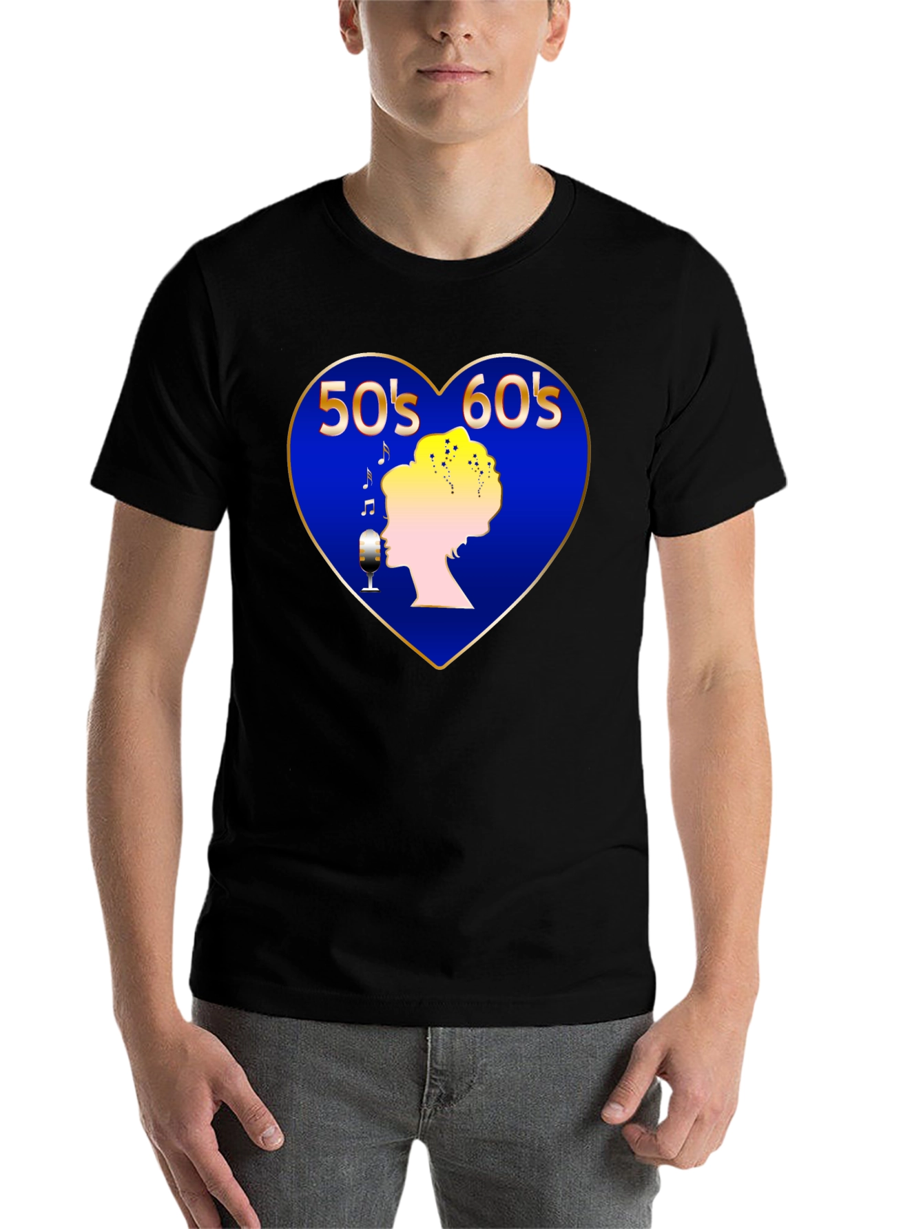 Retro 50s 60s Music Heart T-Shirt - 7