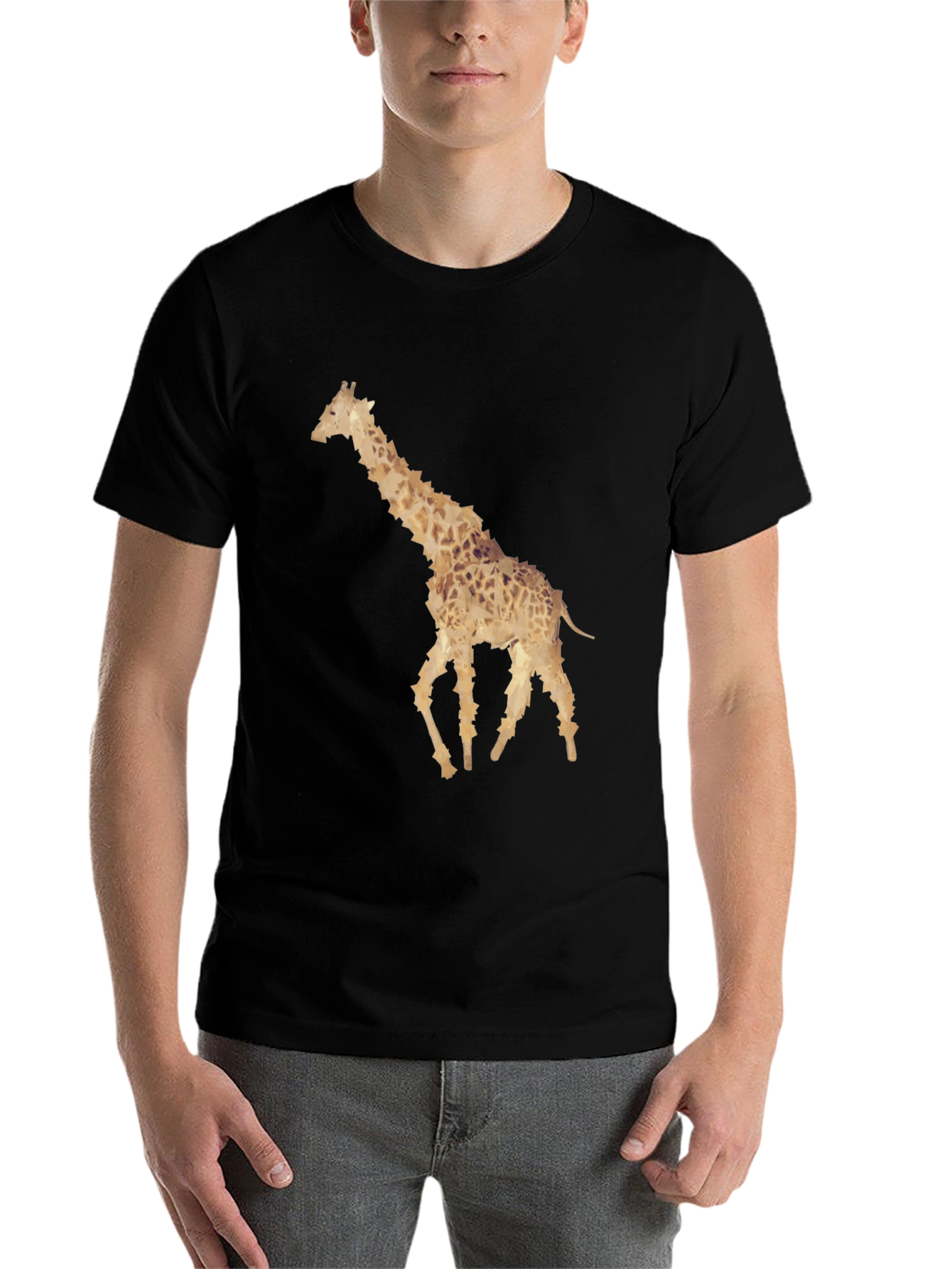 Black Giraffe Graphic Print Black T-Shirt view 7
