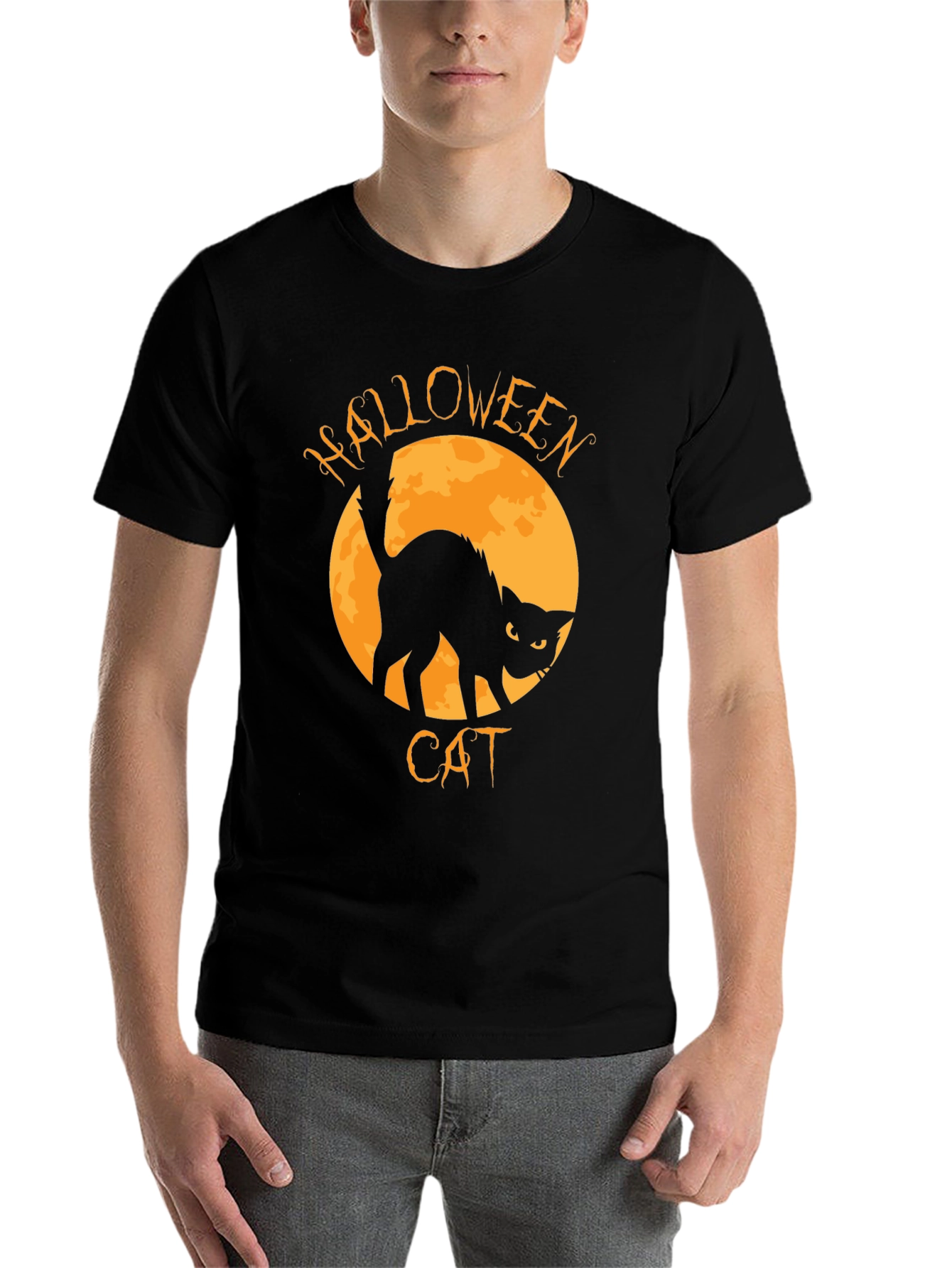 Black Halloween Cat T-Shirt view 7