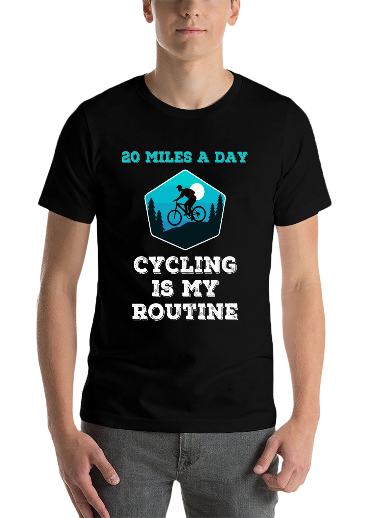 Black Cycling is My Routine - Graphic T-Shirt view 7