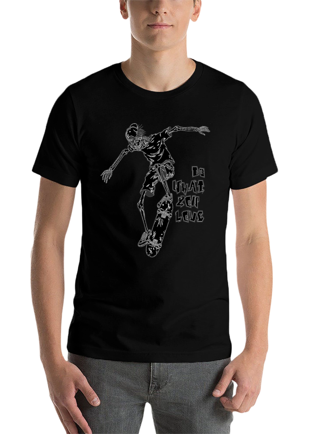 Black Skeleton Skateboarder T-Shirt - Do What You Love view 7