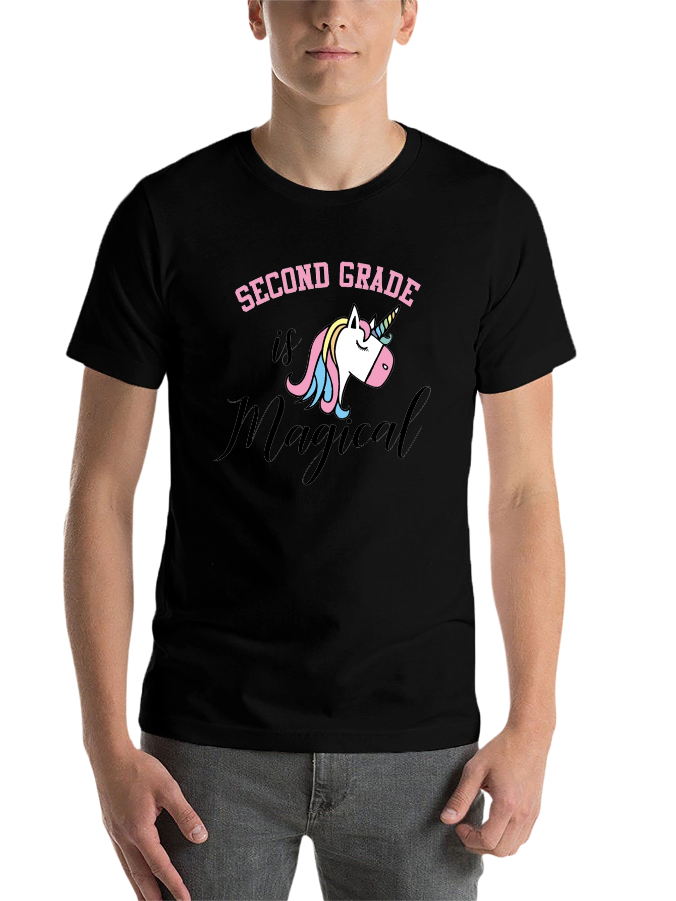 Black Second Grade Magical Unicorn T-Shirt view 7